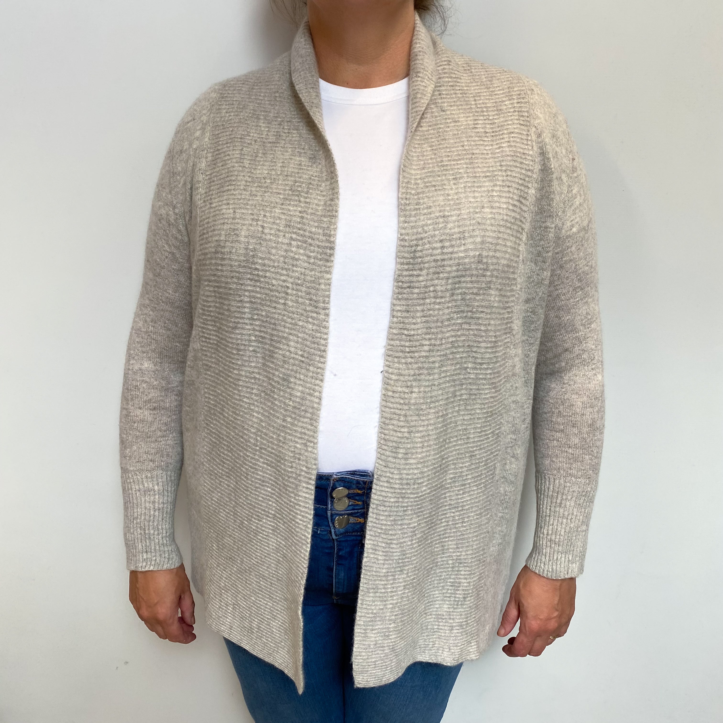 Smoke Grey Cashmere Edge To Edge Cardigan Extra Large