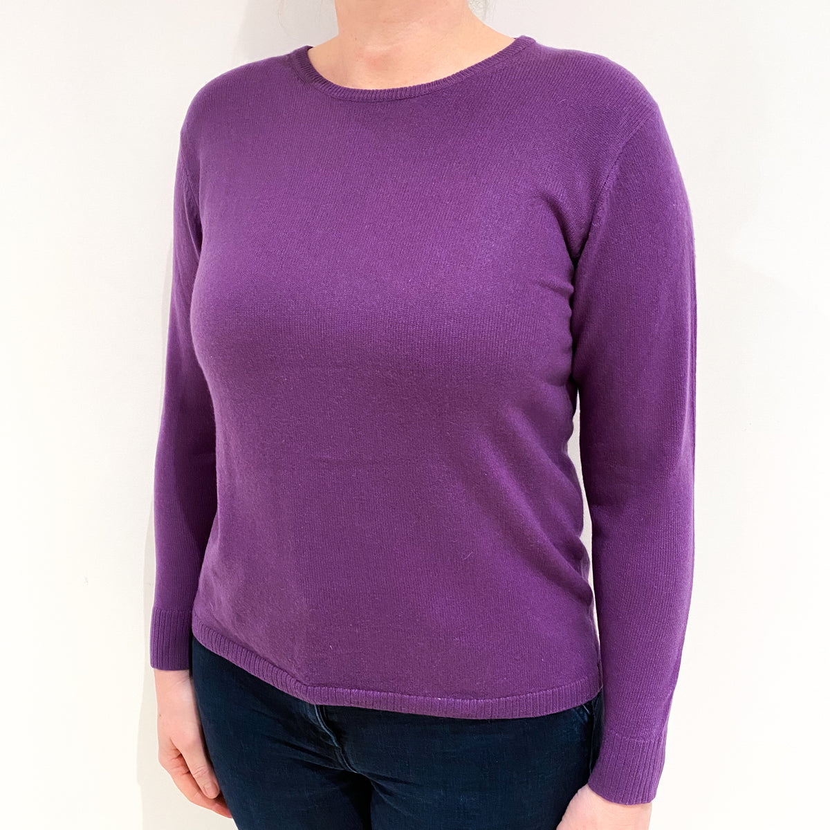 Violet Purple Cashmere Crew Neck Jumper Large