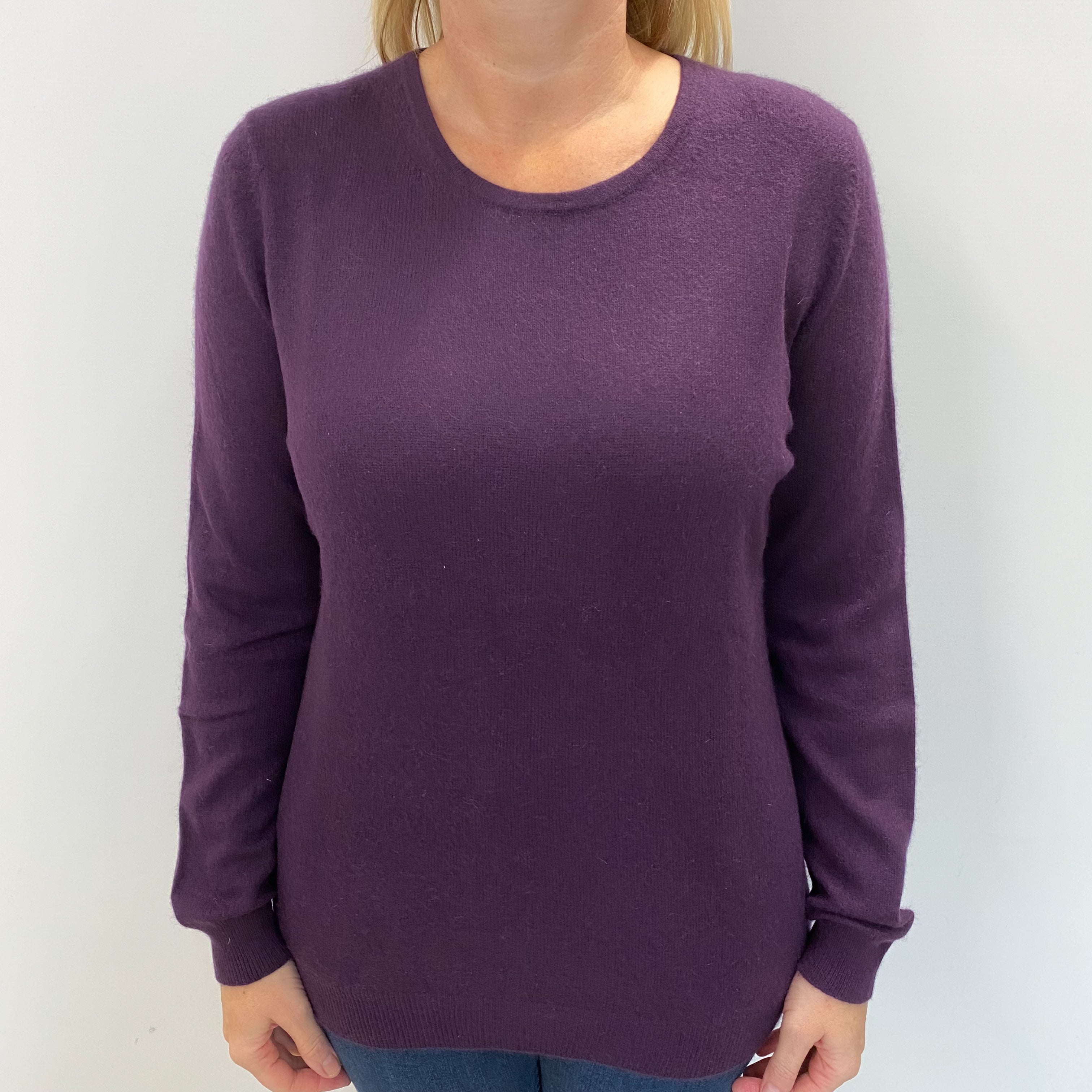 Blueberry Purple Cashmere Crew Neck Jumper Large