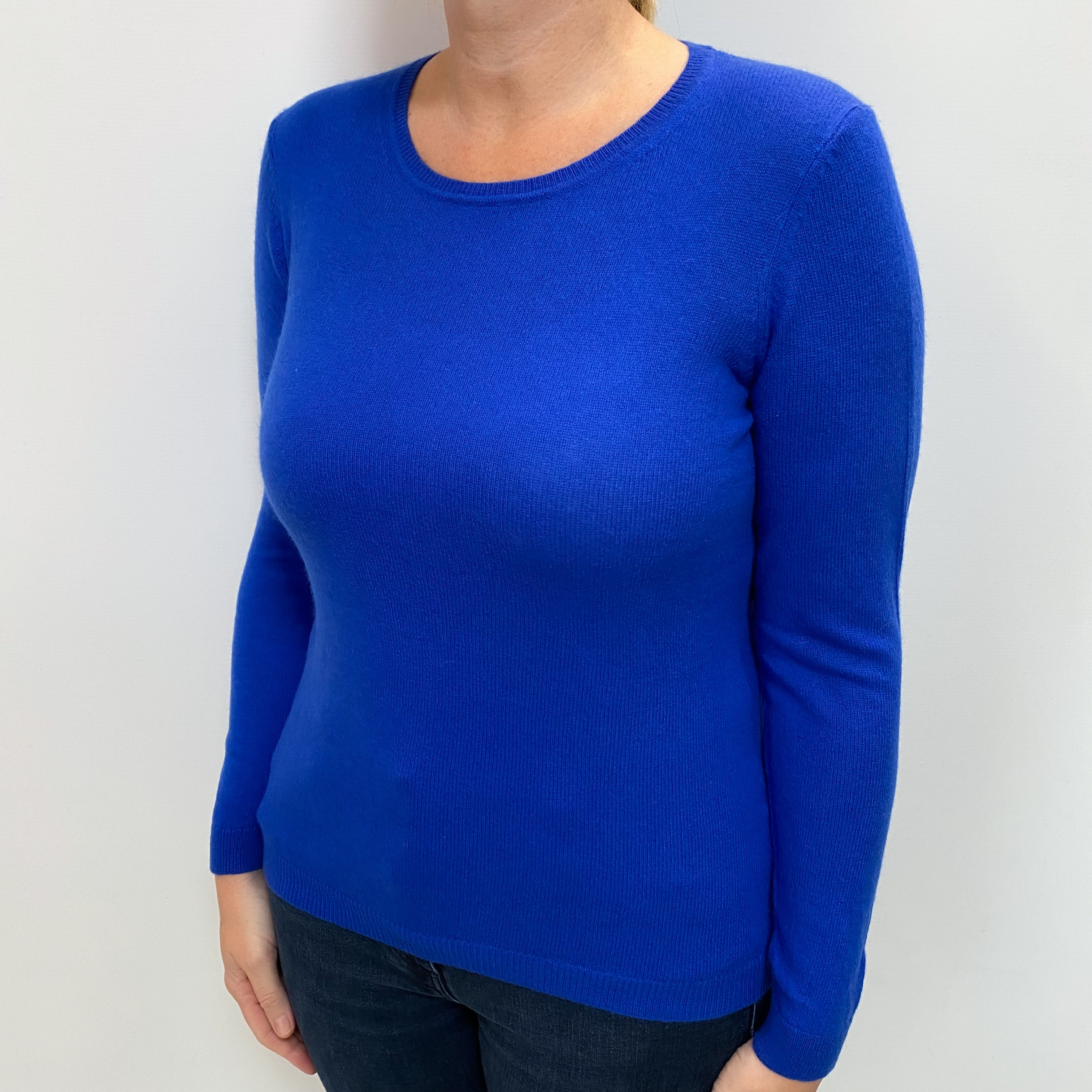Cobalt Blue Cashmere Crew Neck Jumper Large
