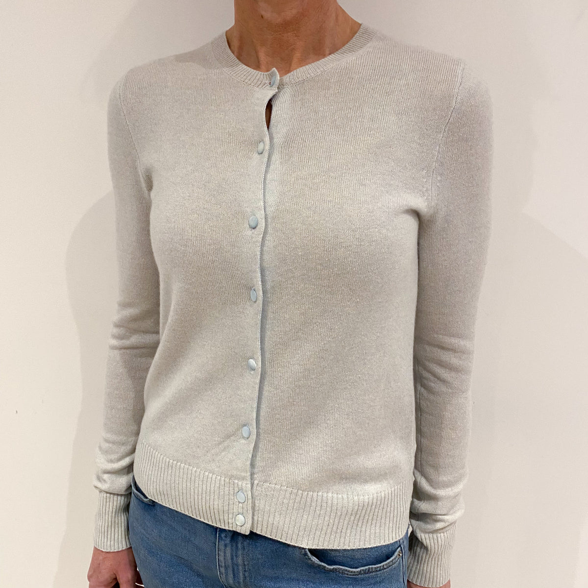 Pale Opal Blue Cashmere Cardigan Small