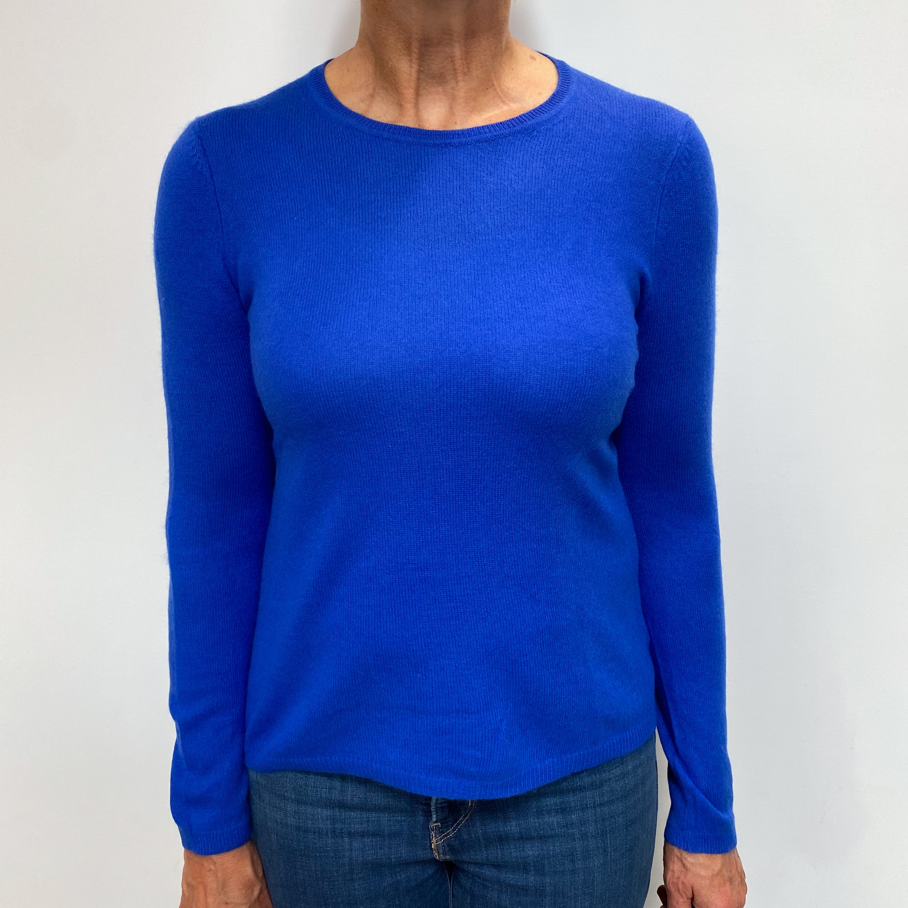 Cobalt Blue Cashmere Crew Neck Jumper Medium