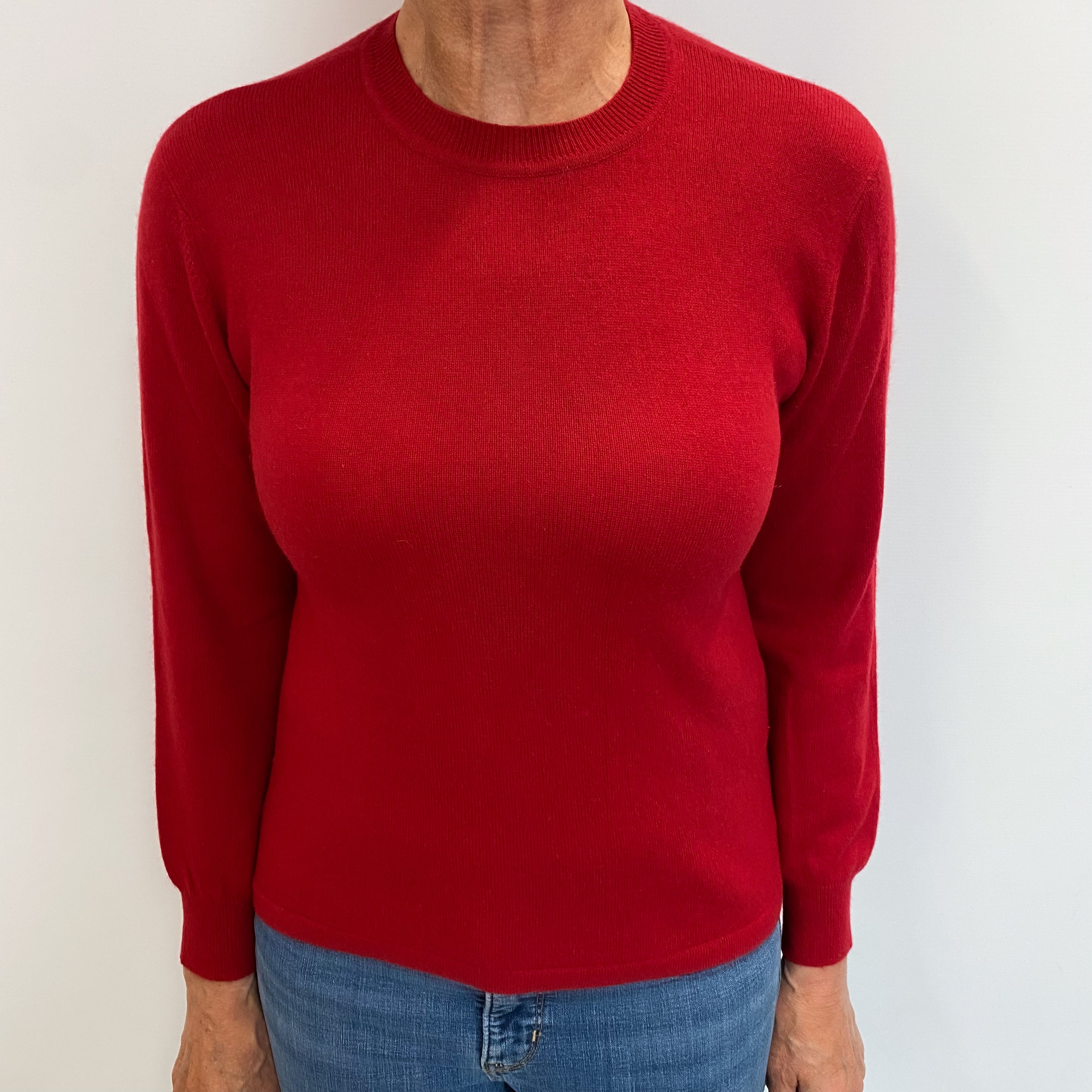 Post Box Red Cashmere Crew Neck Jumper Medium