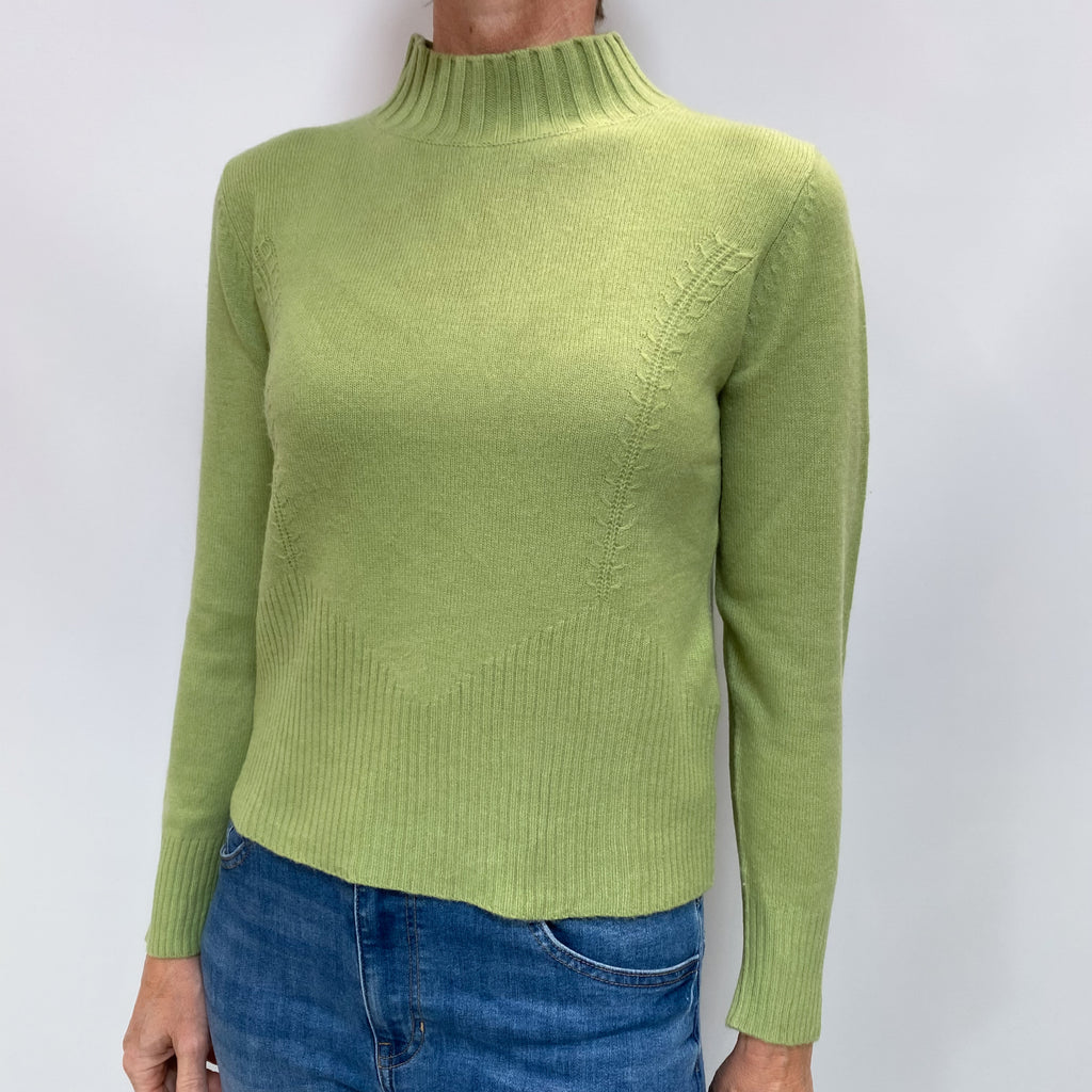 Pear Green Cashmere Turtle Neck Jumper Small