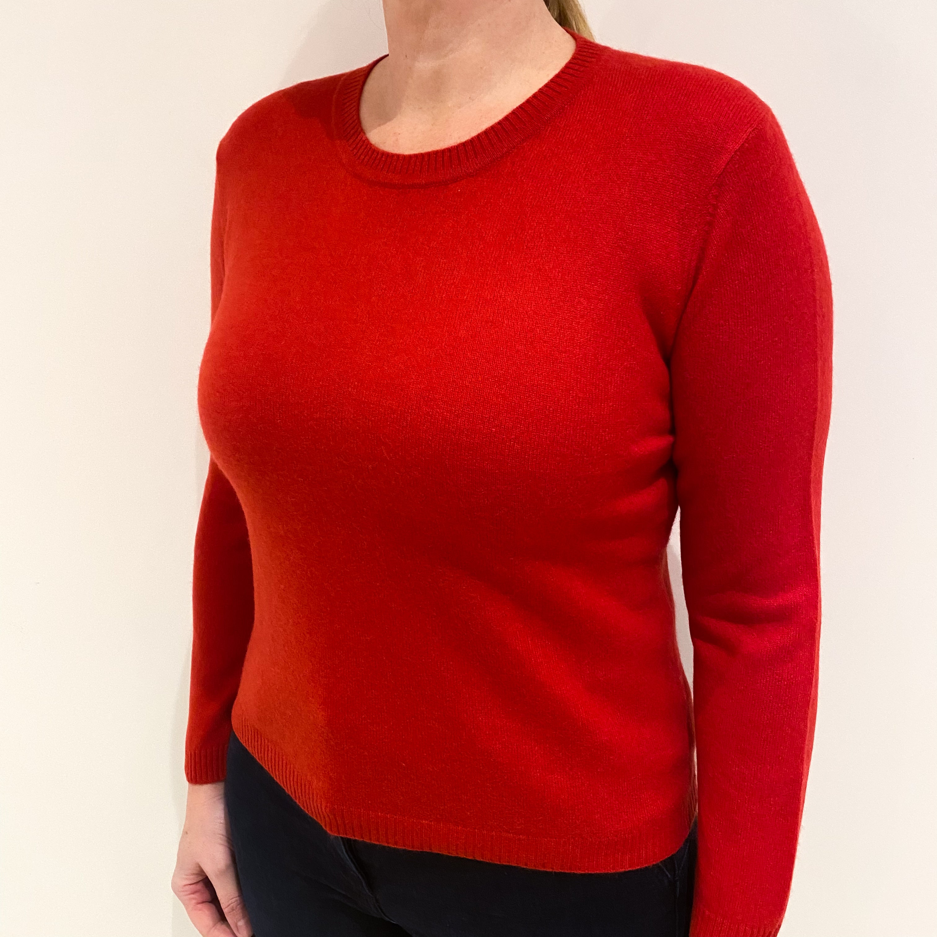 Spanish Red Cashmere Crew Neck Jumper Large