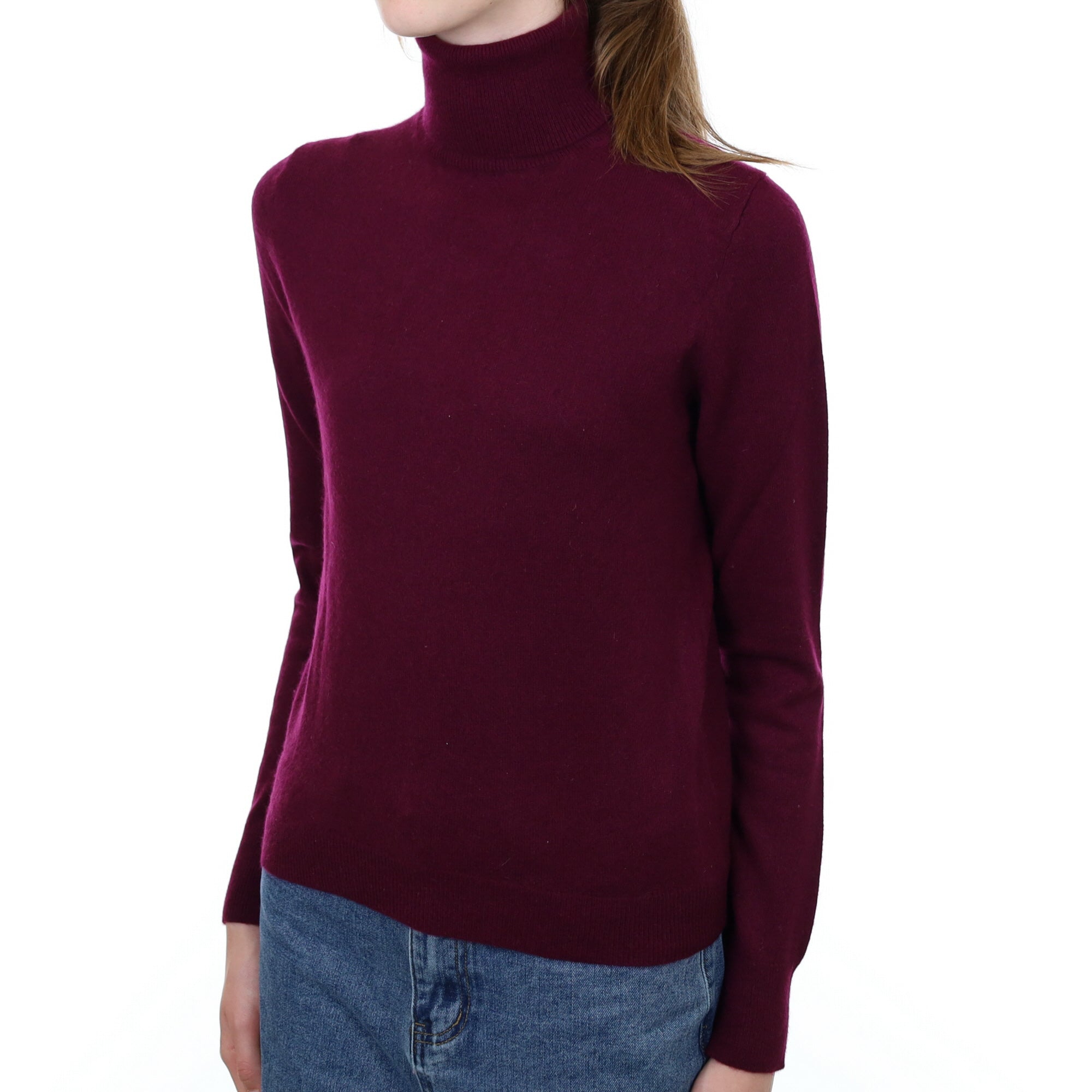 Mulberry Purple Cashmere Polo Neck Jumper Extra Small