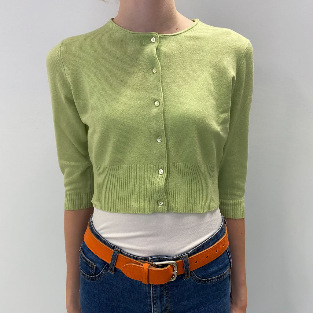 Pea Green Cashmere Cardigan Extra Small