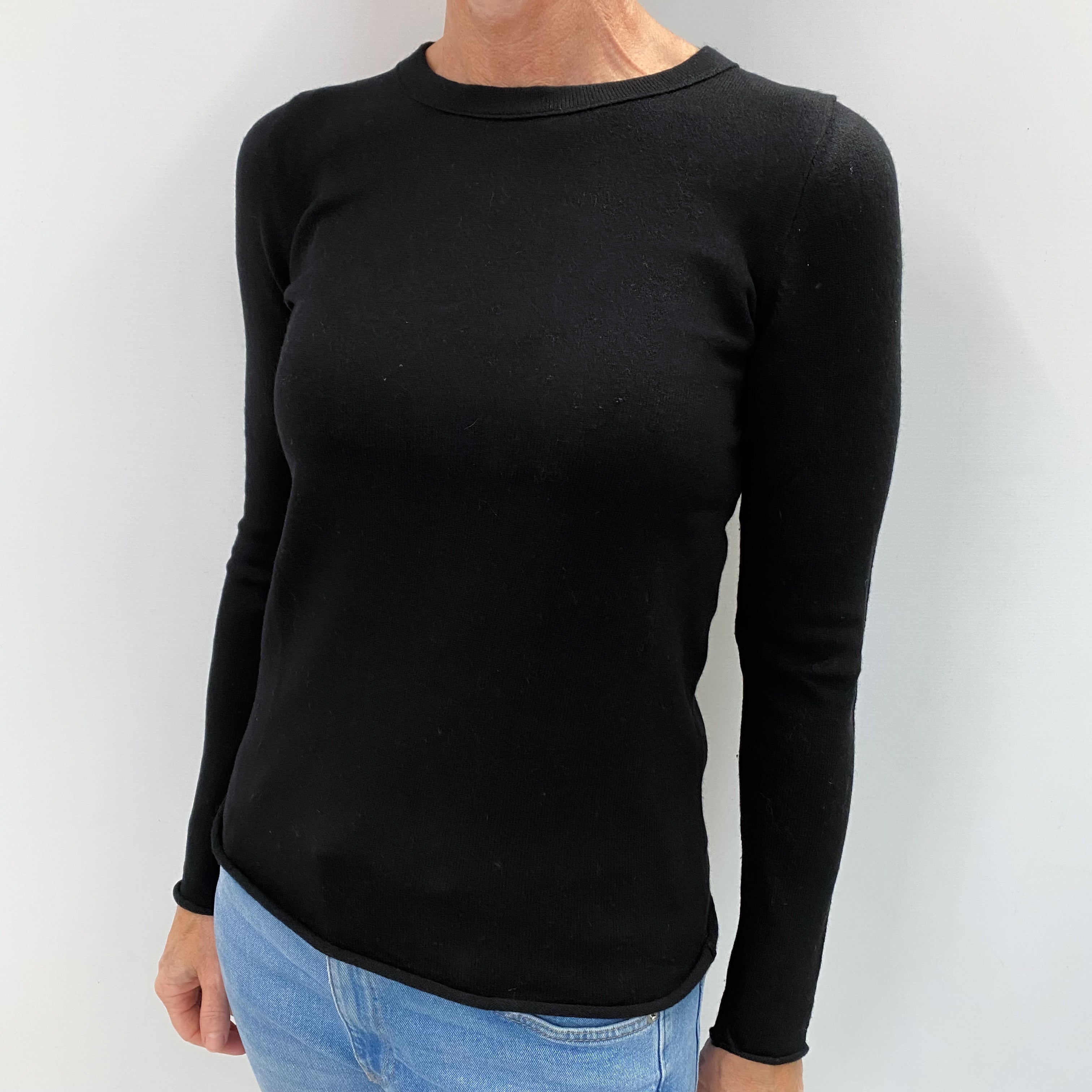 Black Cashmere Crew Neck Jumper Small