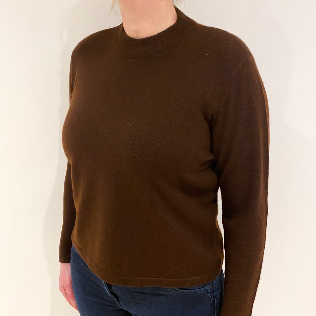 Umber Brown Cashmere Turtle Neck Jumper Large
