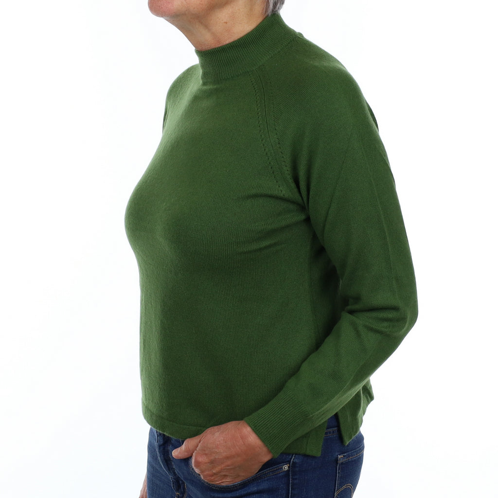 Fern Green Cashmere Turtle Neck Jumper Medium
