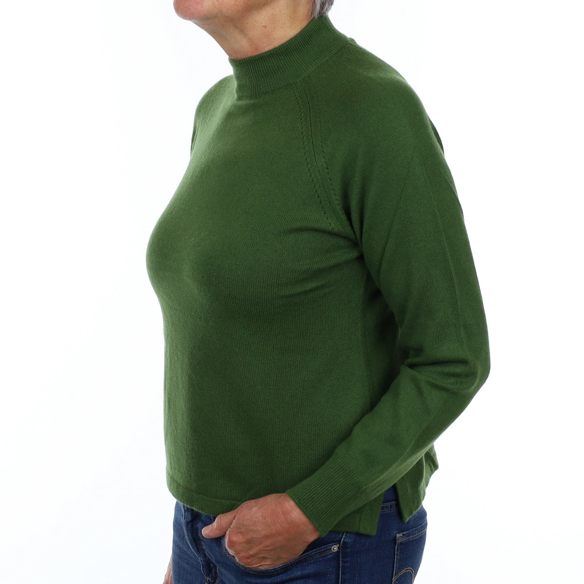 Fern Green Cashmere Turtle Neck Jumper Medium