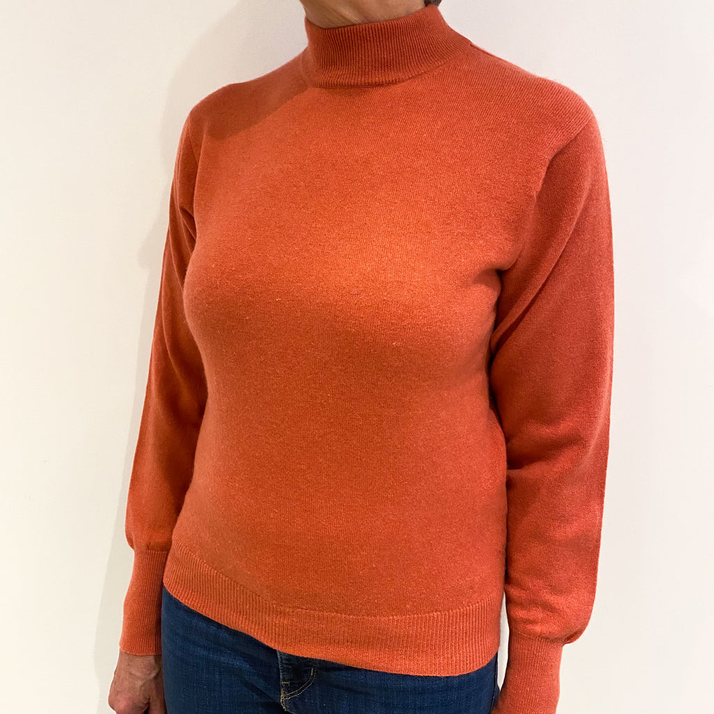 Soda Orange Cashmere Turtle Neck Jumper Medium