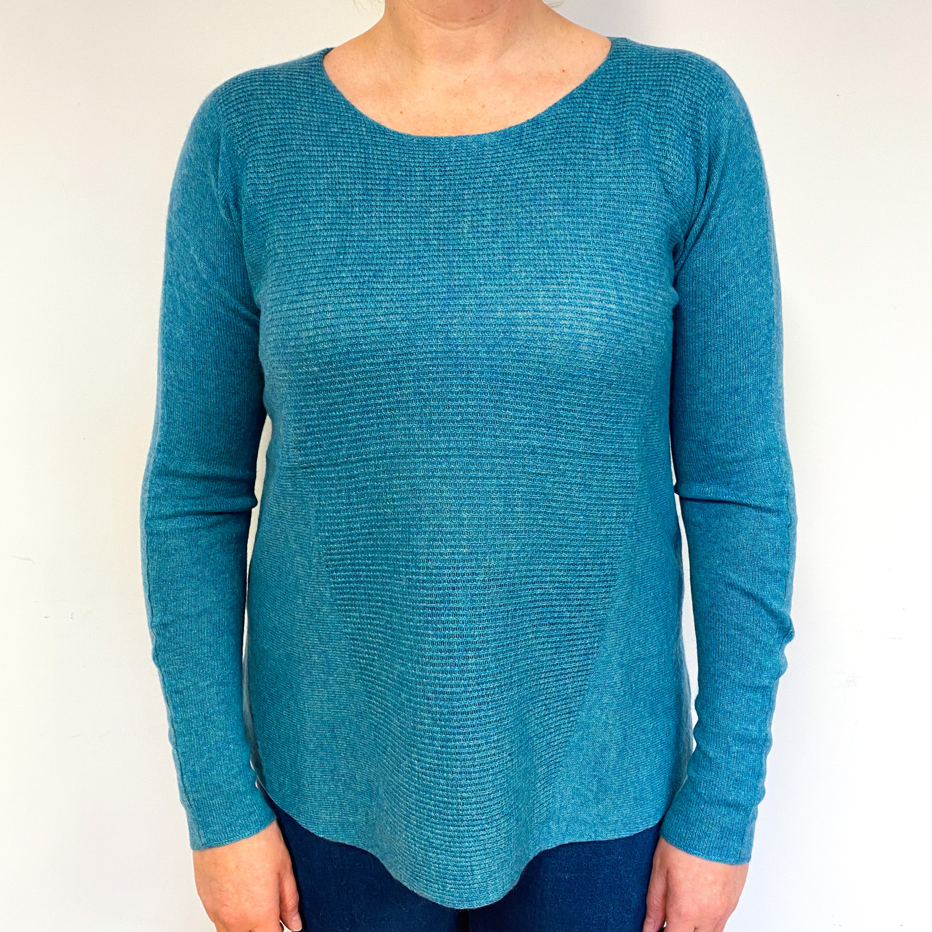 Teal Green Cashmere Crew Neck Jumper Large