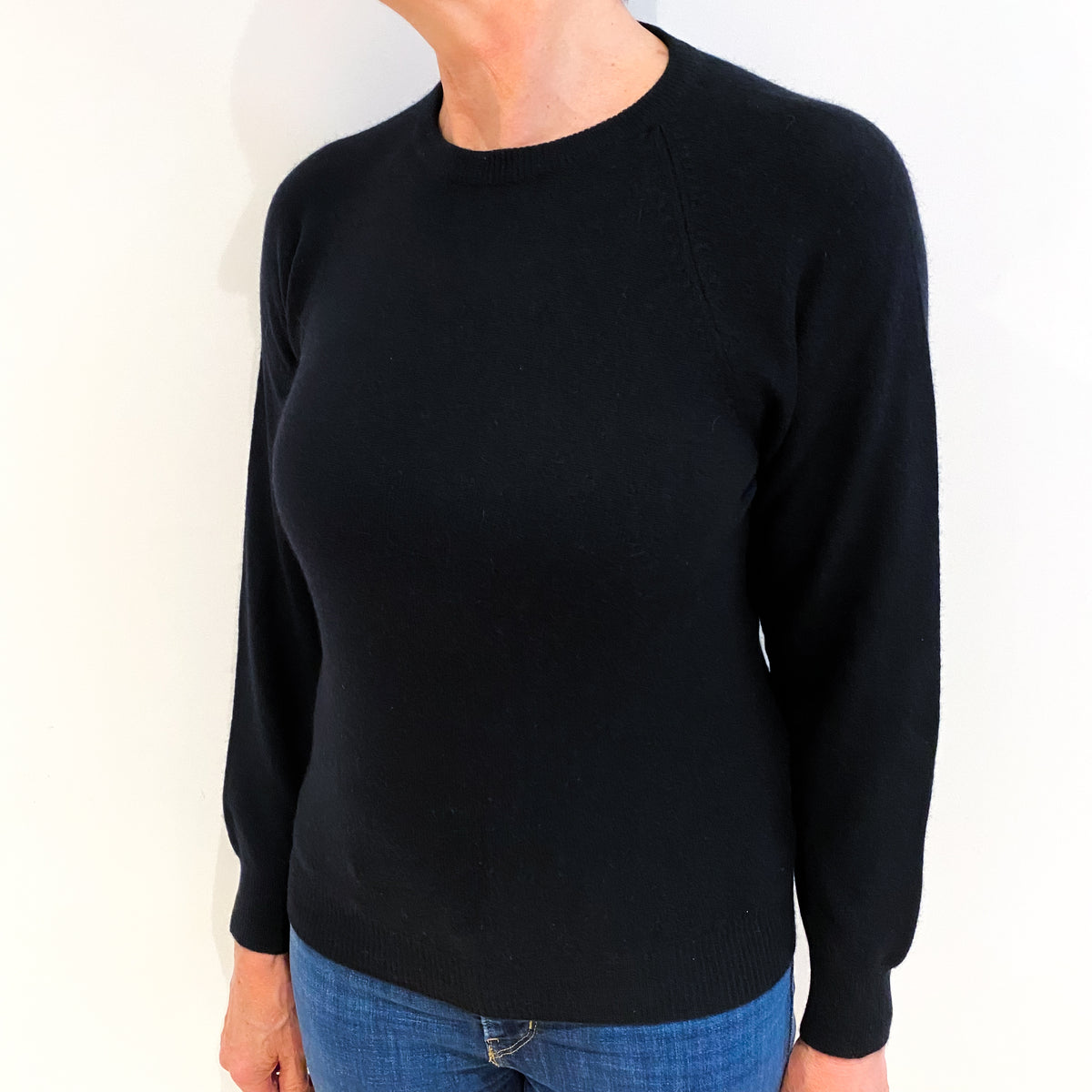 Black Cashmere Crew Neck Jumper Medium