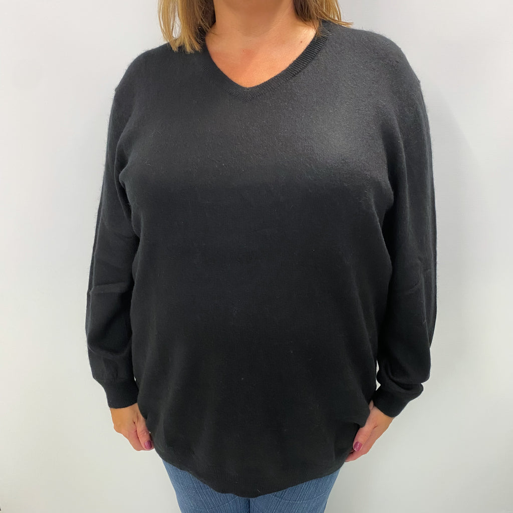 Black Cashmere V Neck Jumper Extra Large