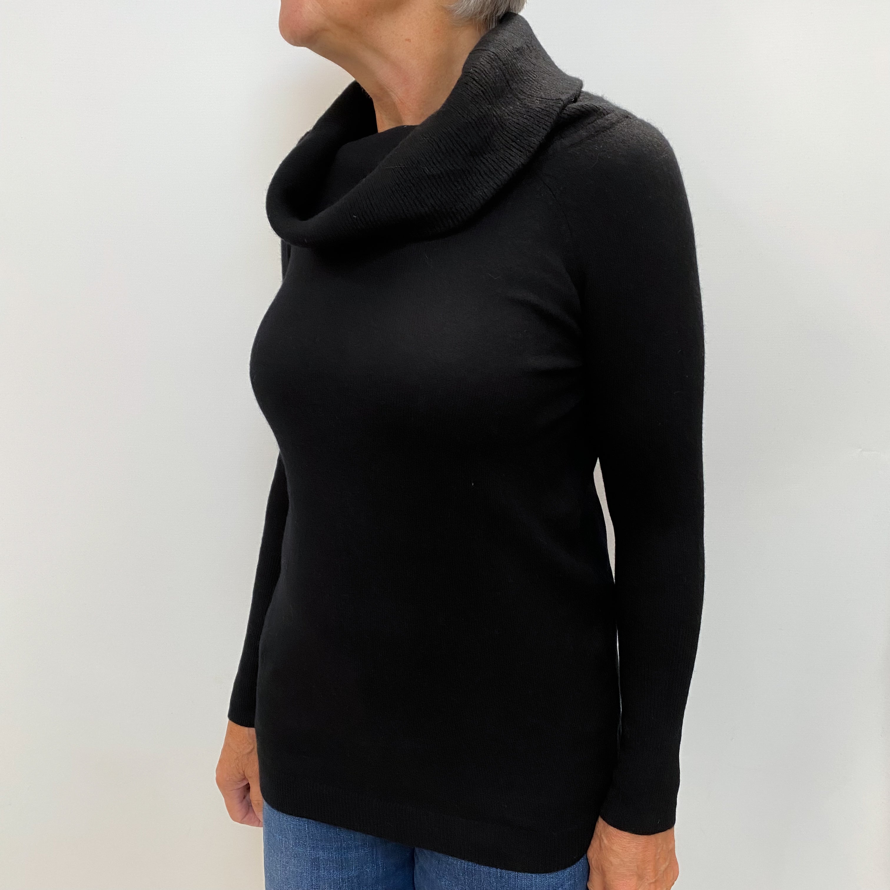Black Cashmere Cowl Neck Jumper Medium