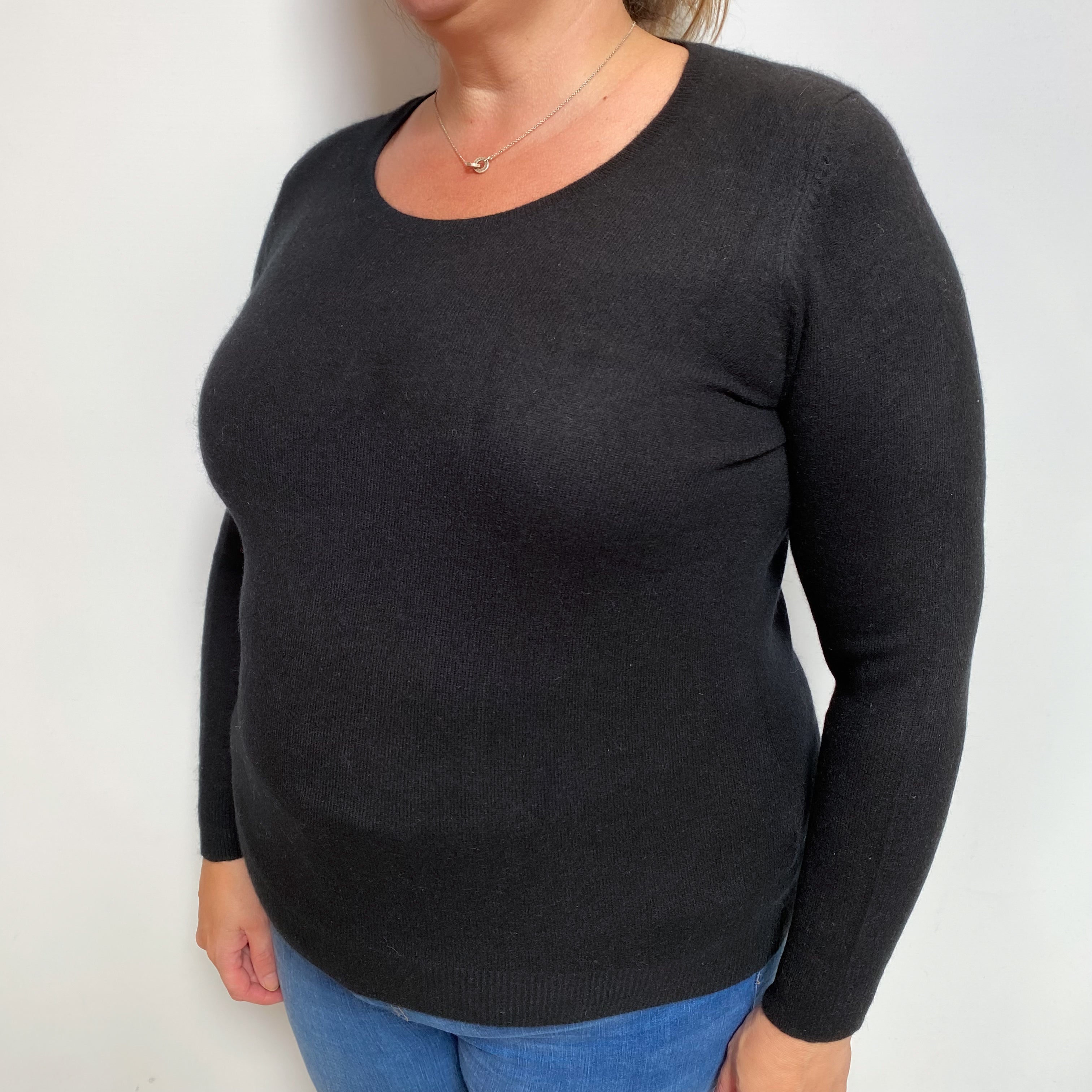 Black Cashmere Scoop Neck Jumper Extra Large