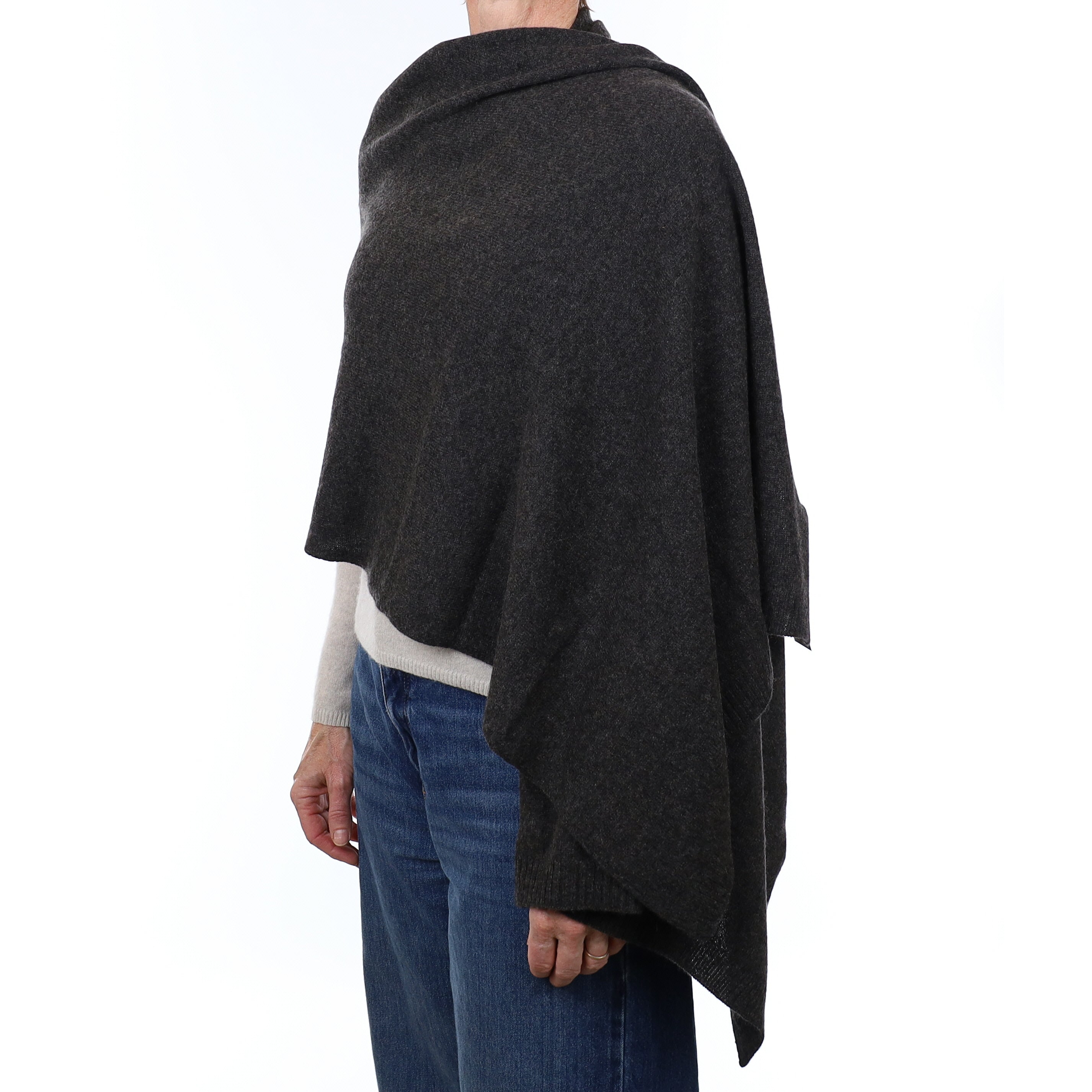 Brand New Graphite Grey Recycled Cashmere Wrap