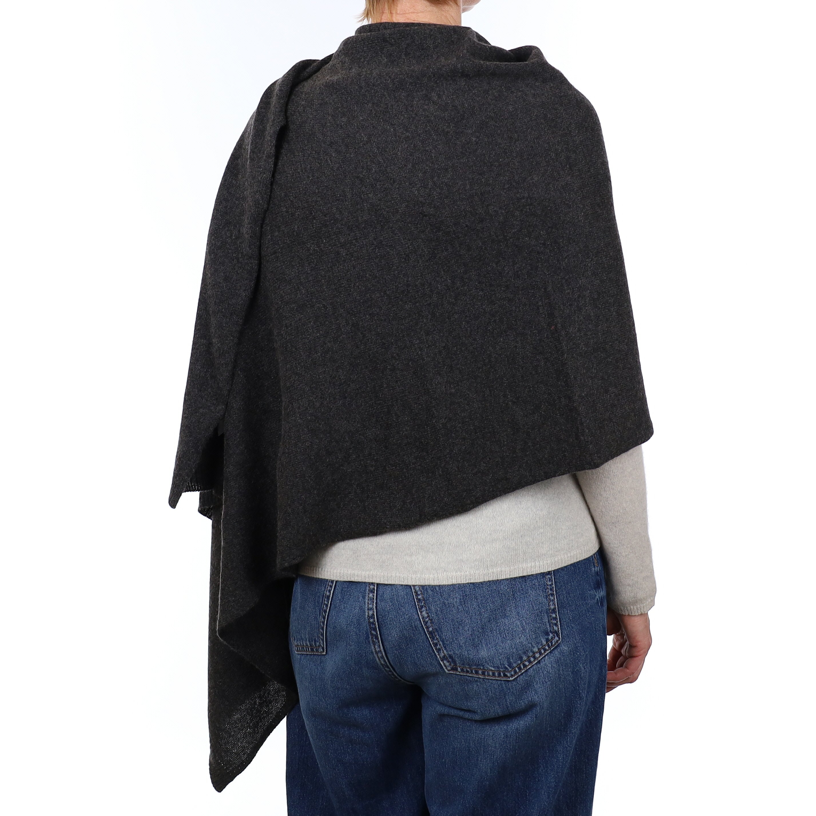 Brand New Graphite Grey Recycled Cashmere Wrap