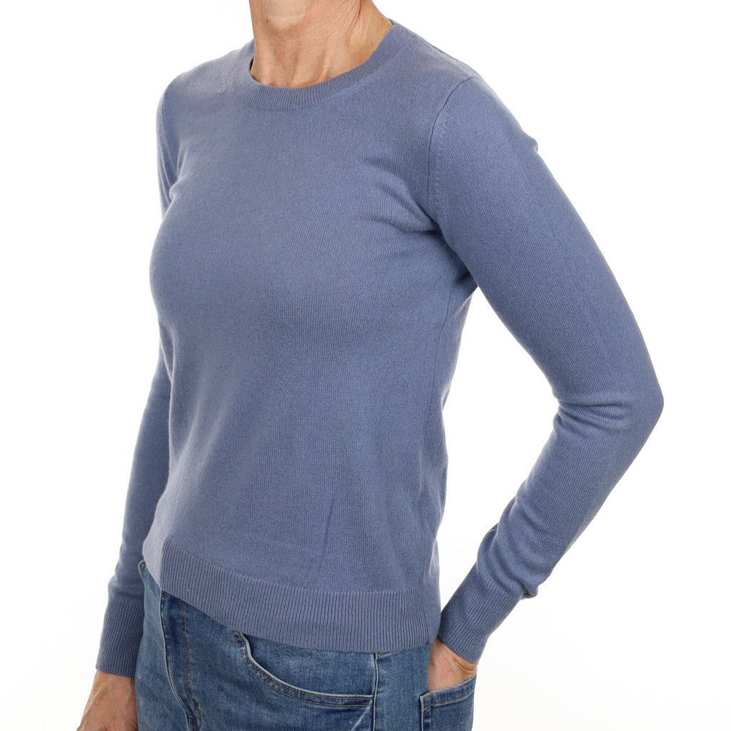 Steel Blue Cashmere Crew Neck Jumper Small