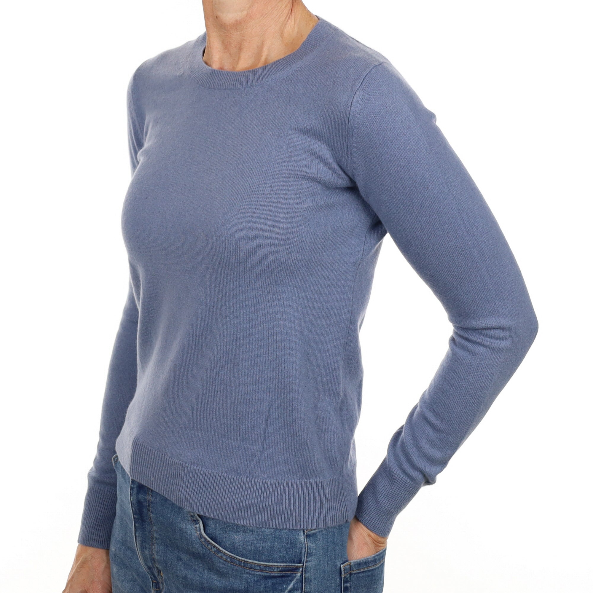 Steel Blue Cashmere Crew Neck Jumper Small
