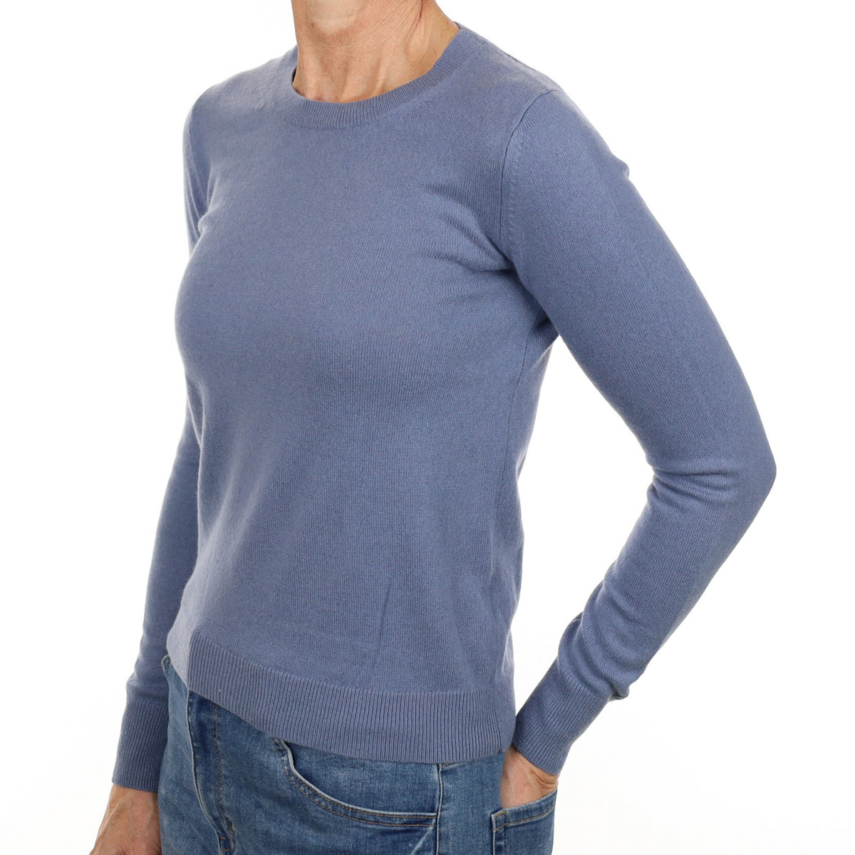 Steel Blue Cashmere Crew Neck Jumper Small