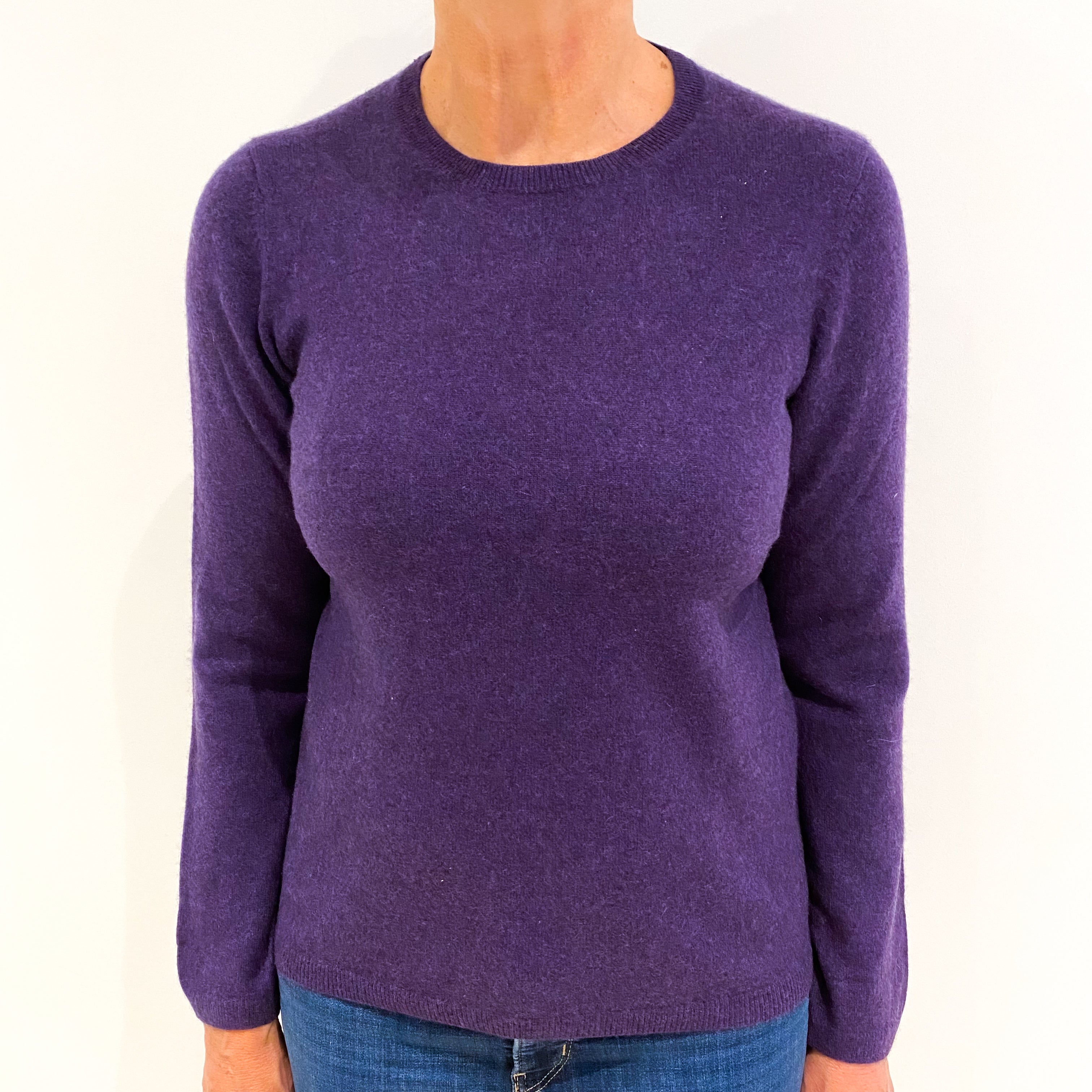 Grape Purple Cashmere Crew Neck Jumper Medium