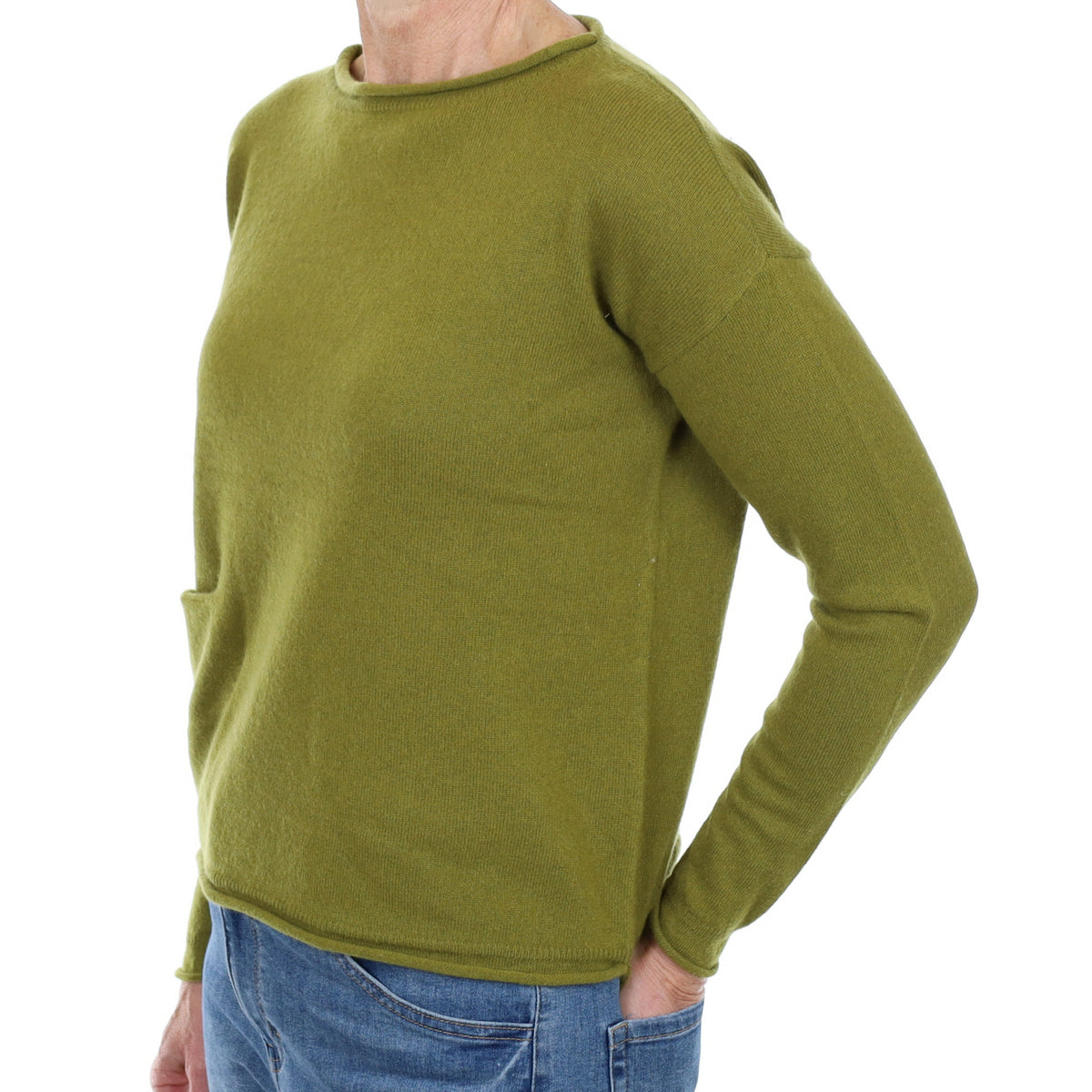 Moss Green Cashmere Crew Neck Jumper Small