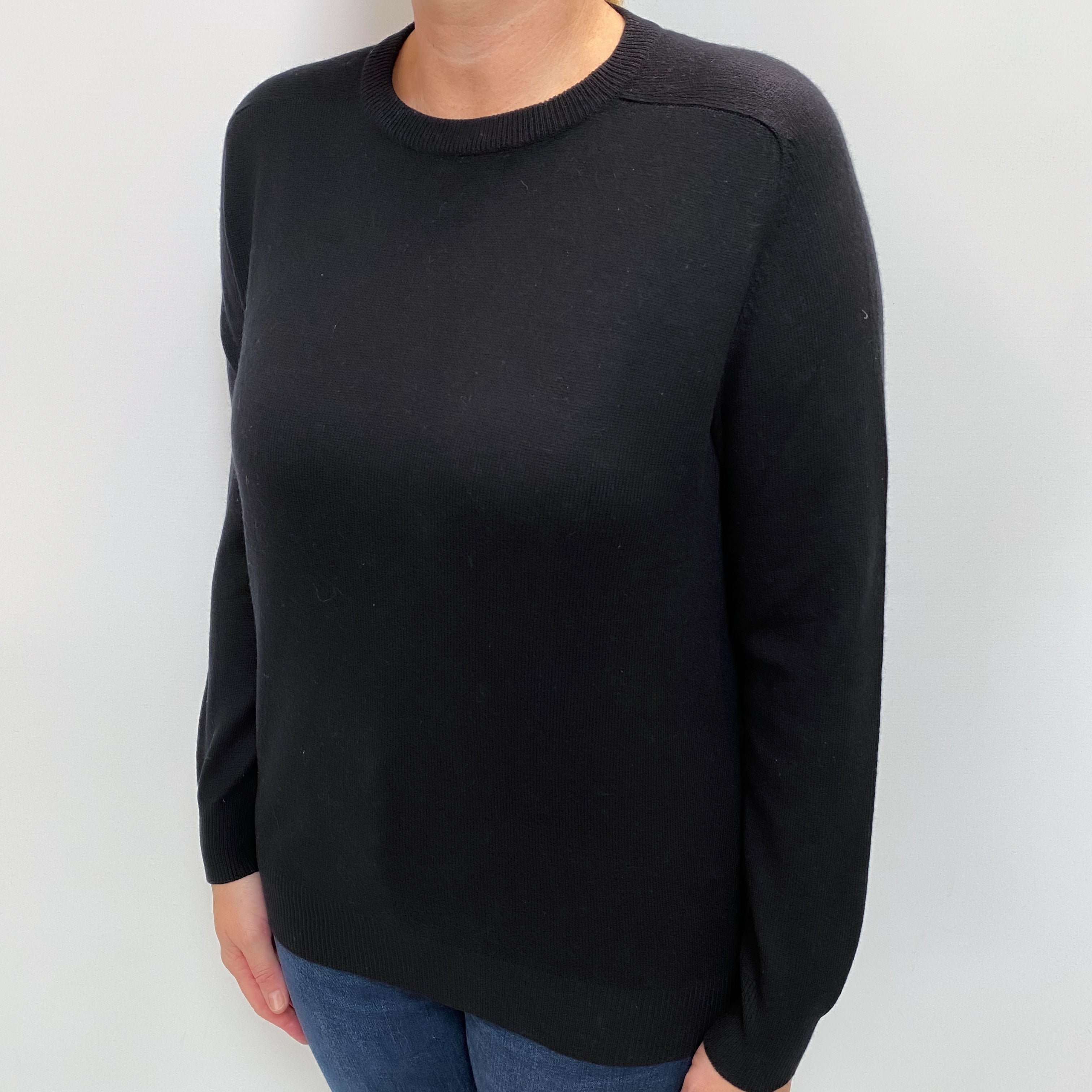 Black Cashmere Crew Neck Jumper Large