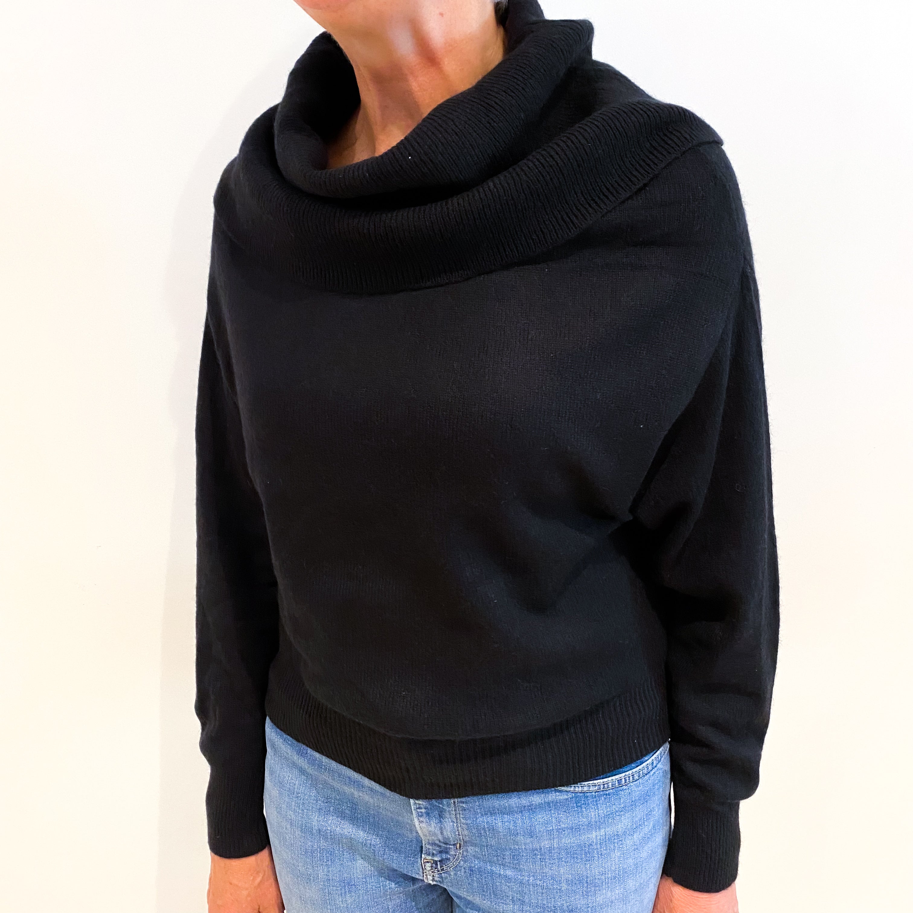 Black Cashmere Cowl Neck Jumper Medium