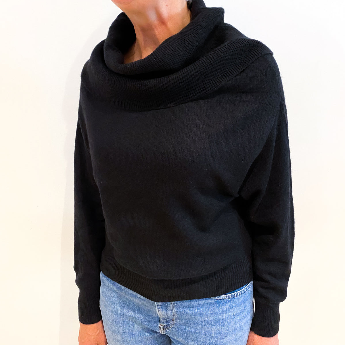 Black Cashmere Cowl Neck Jumper Medium