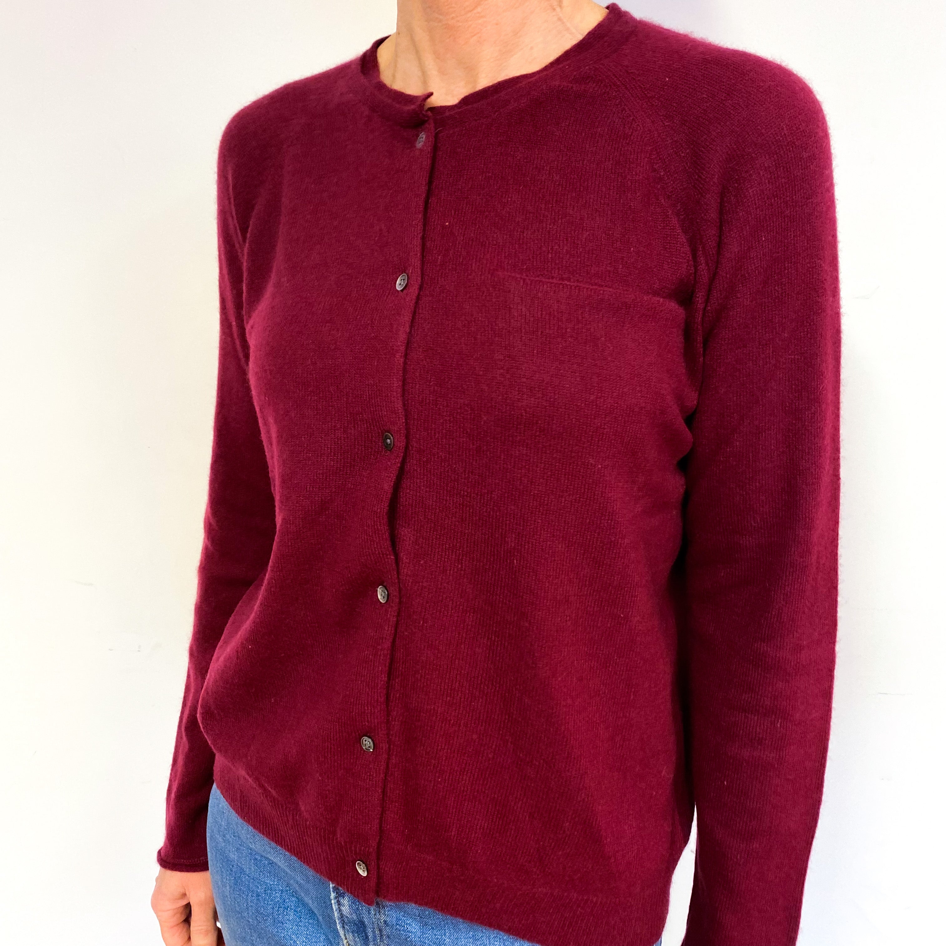 Burgundy Red Cashmere Cardigan Medium