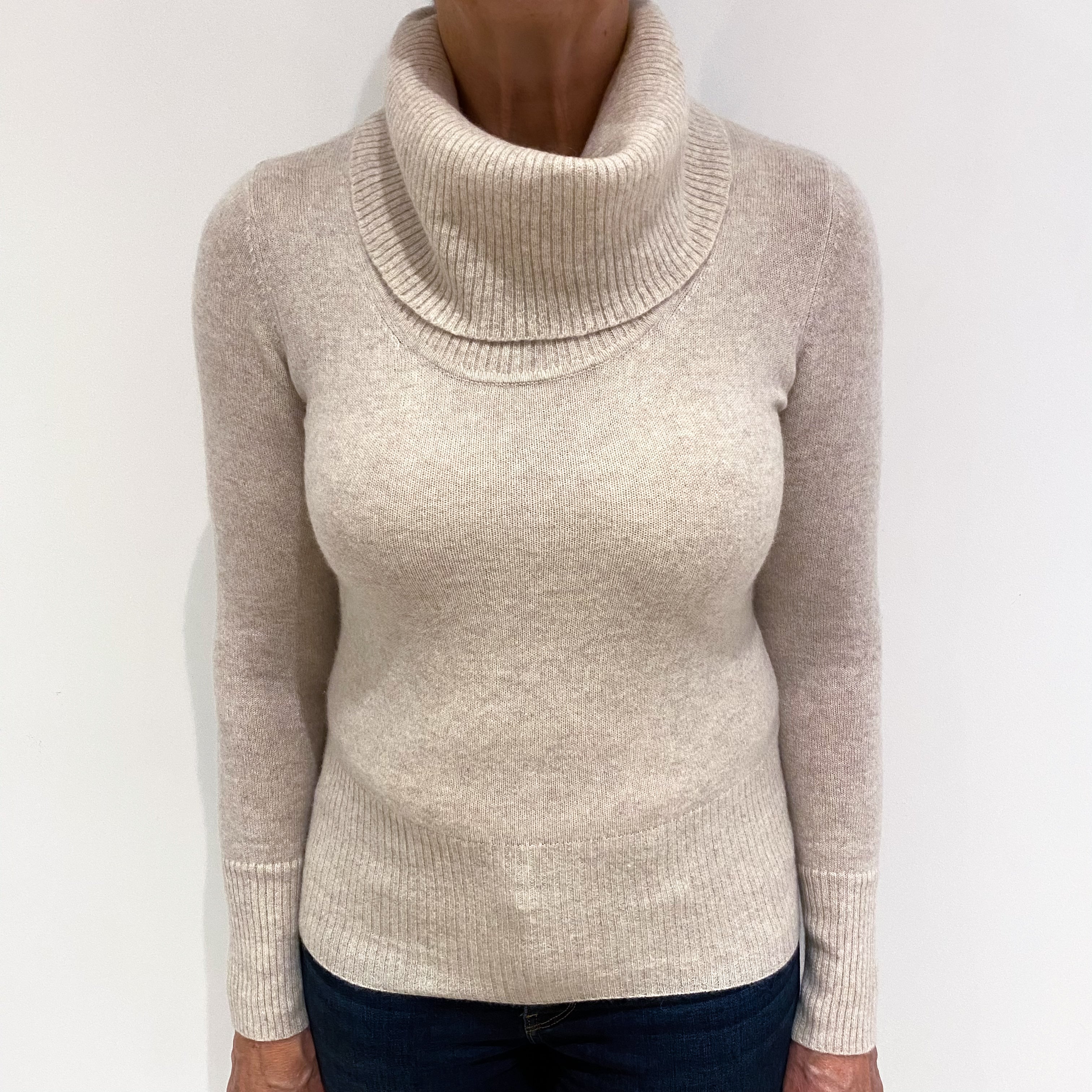 Oatmeal Cashmere Cowl Neck Jumper Medium