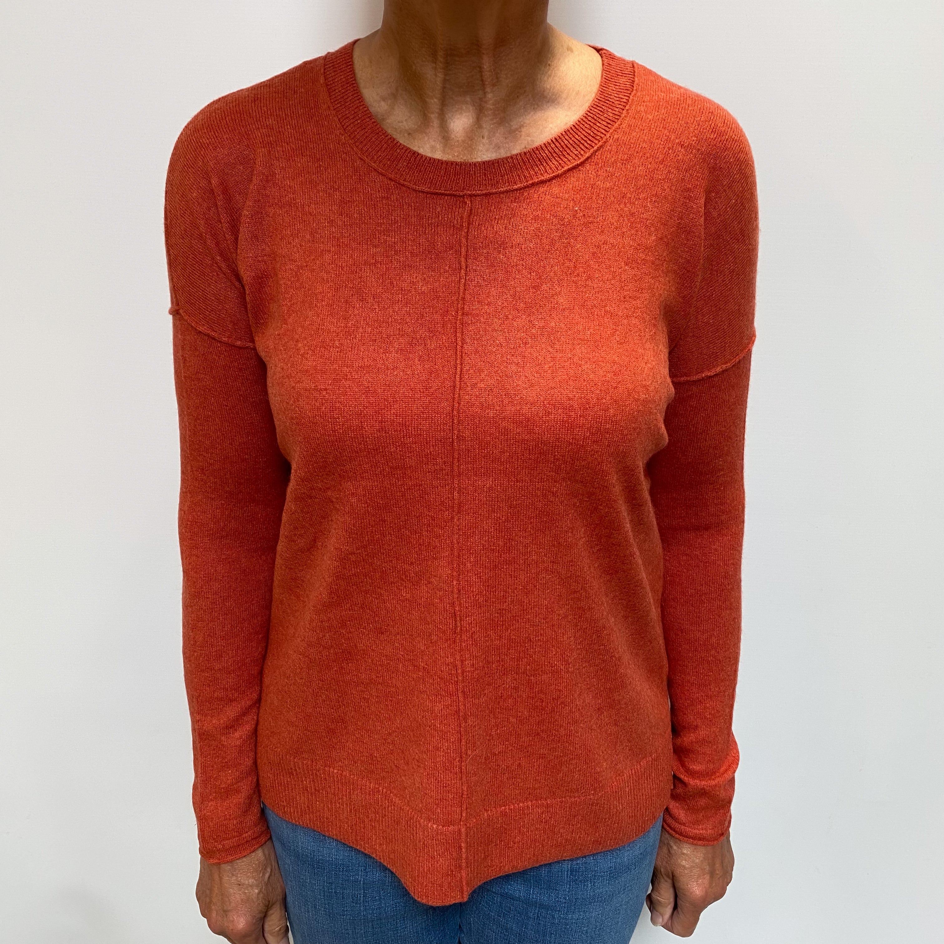 Burnt Orange Cashmere Crew Neck Jumper Medium