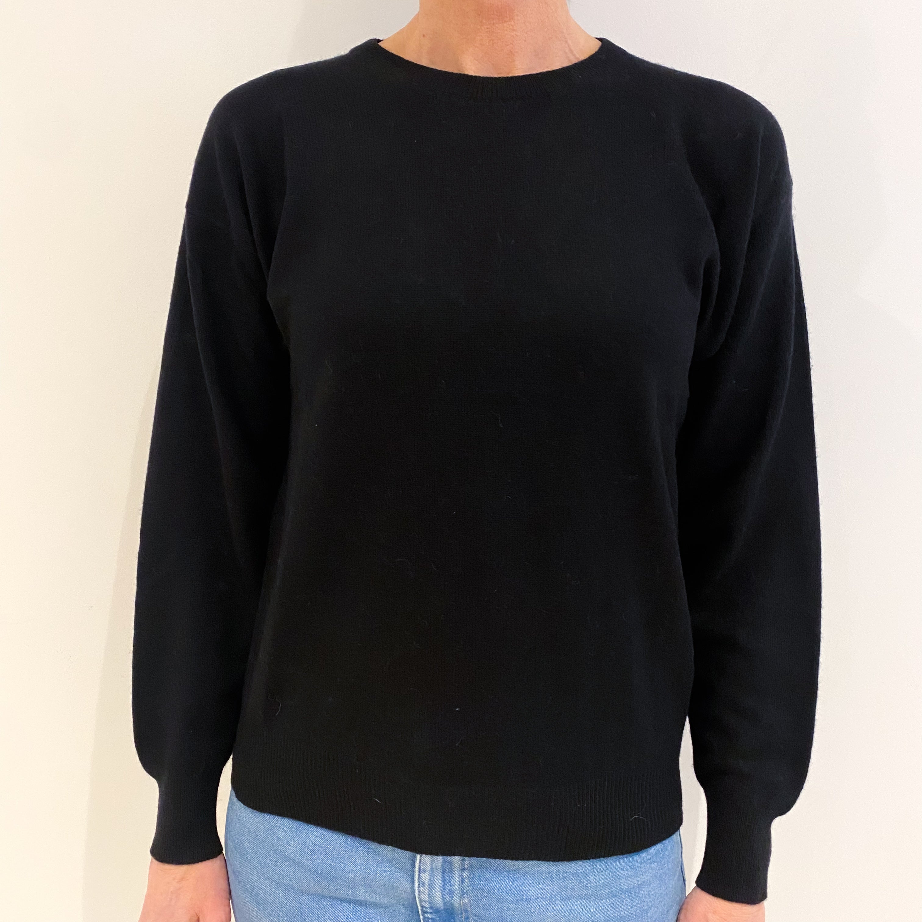 Black Cashmere Crew Neck Jumper Small