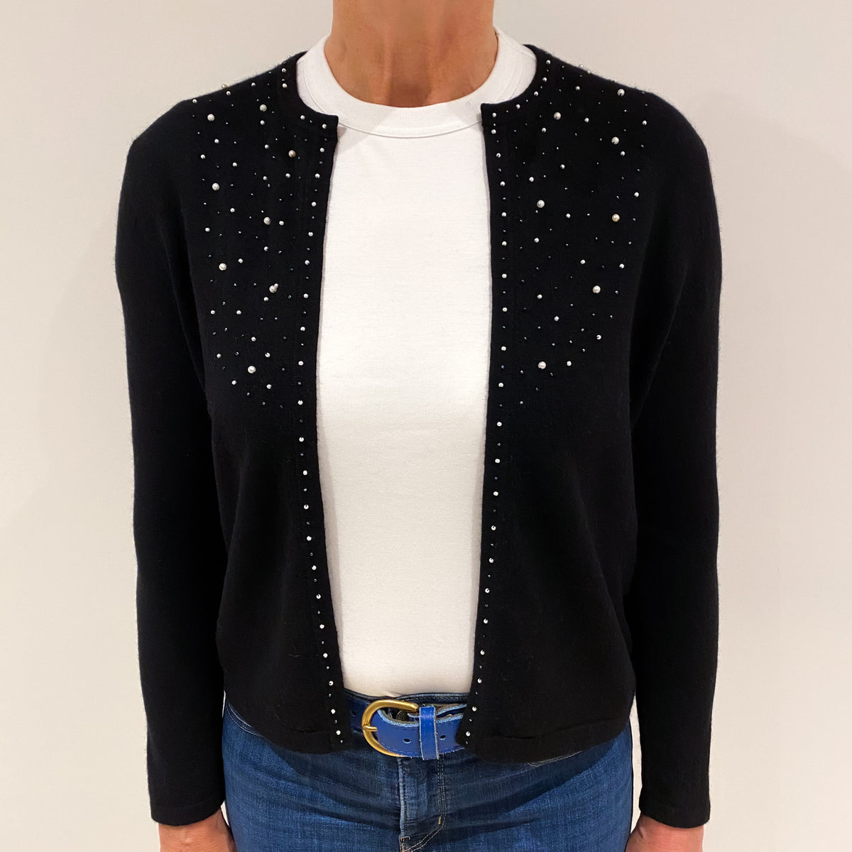 Black Cashmere Generous Fit Cardigan Medium