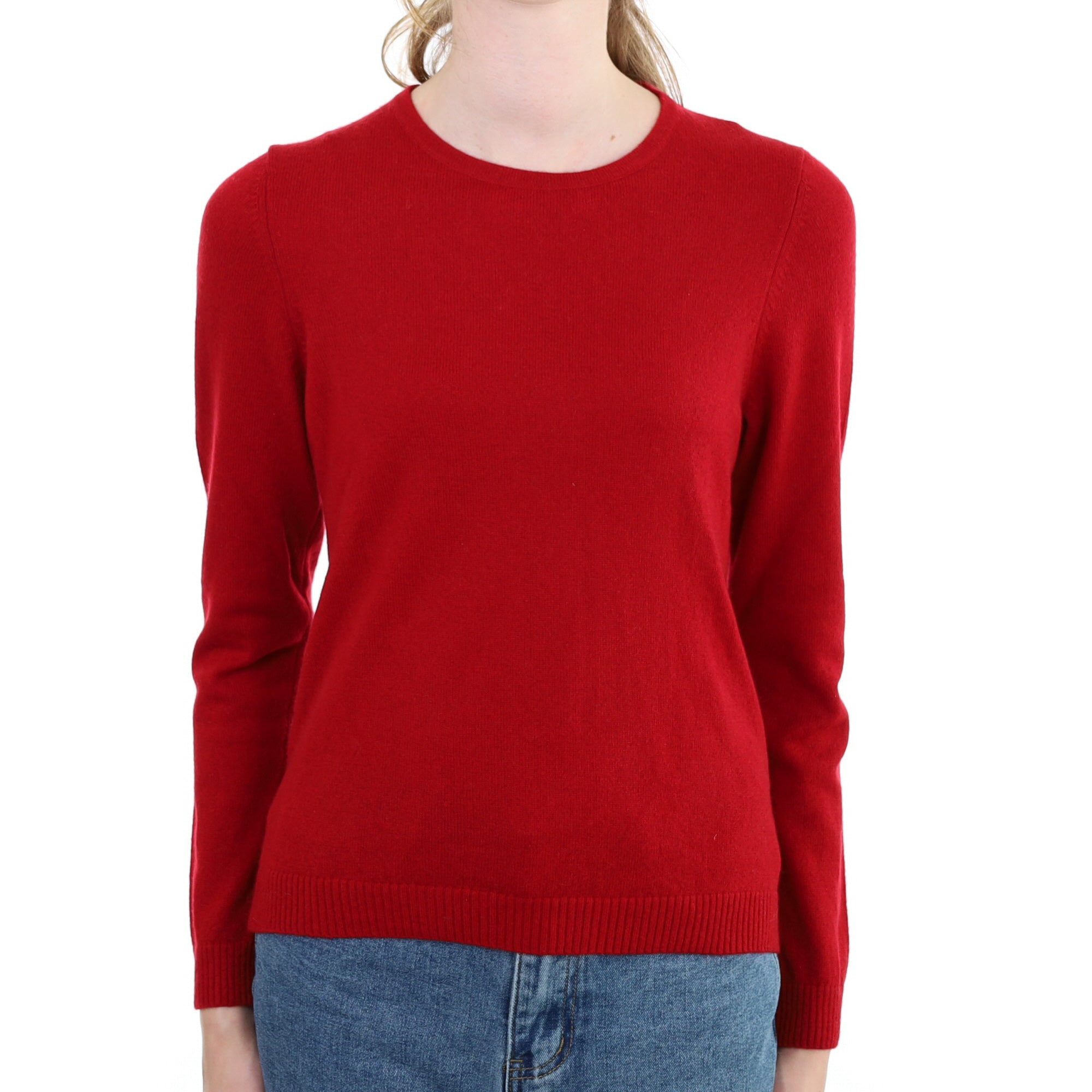 LL Bean Crimson Red Cashmere Crew Neck Jumper Extra Small