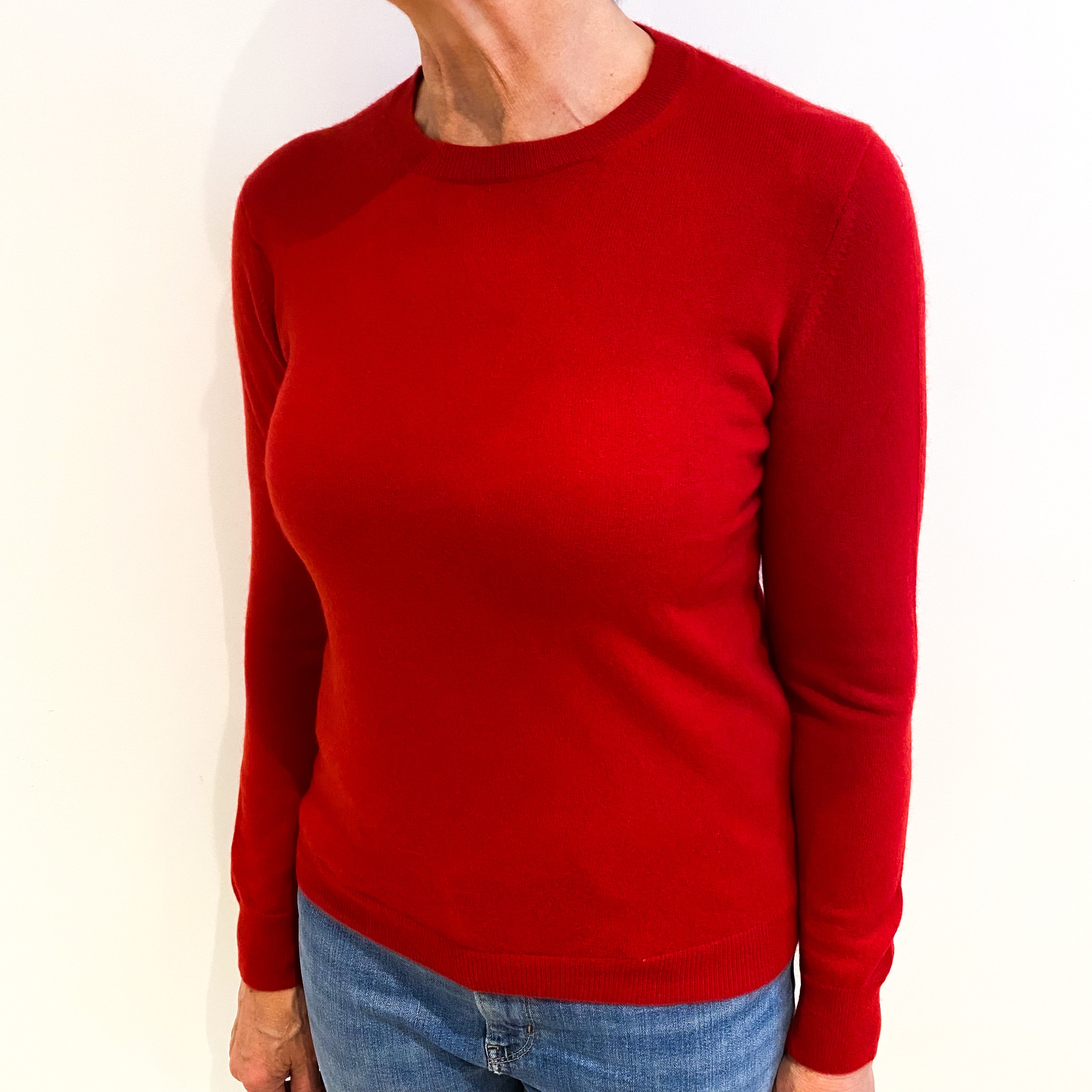 Scarlet Red Cashmere Crew Neck Jumper Medium