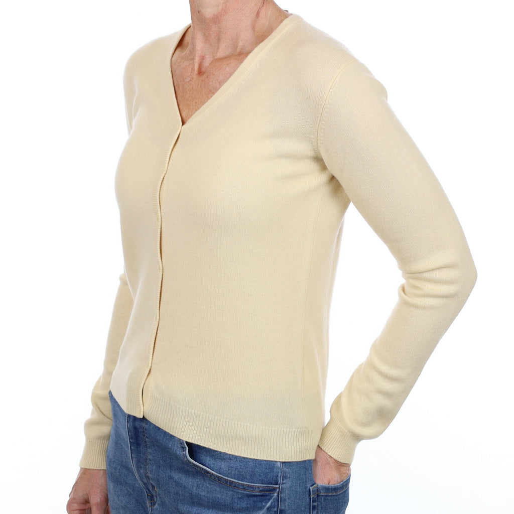 Clotted Cream Cashmere V Neck Cardigan Small
