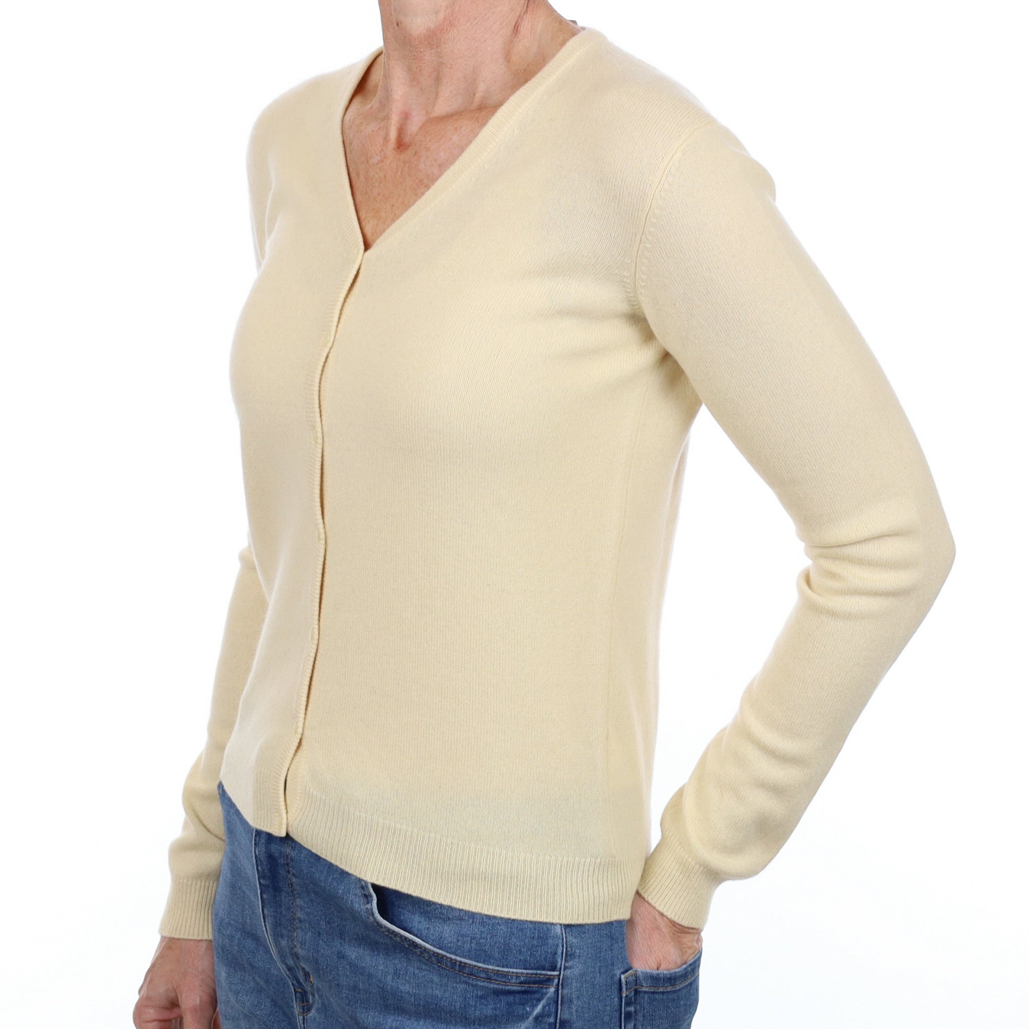 Clotted Cream Cashmere V Neck Cardigan Small