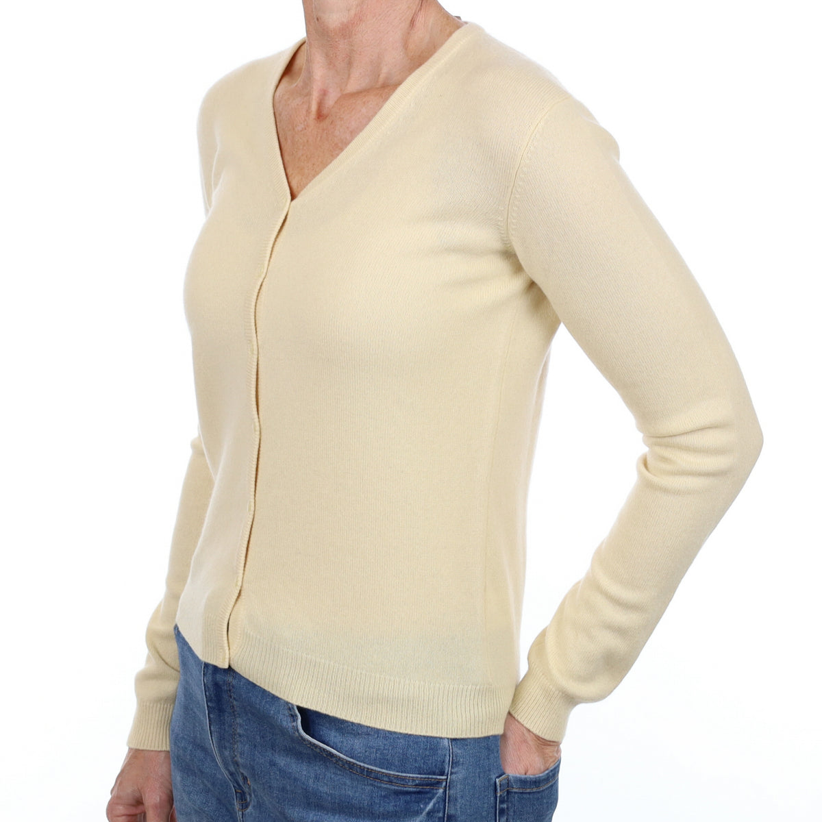 Clotted Cream Cashmere V Neck Cardigan Small