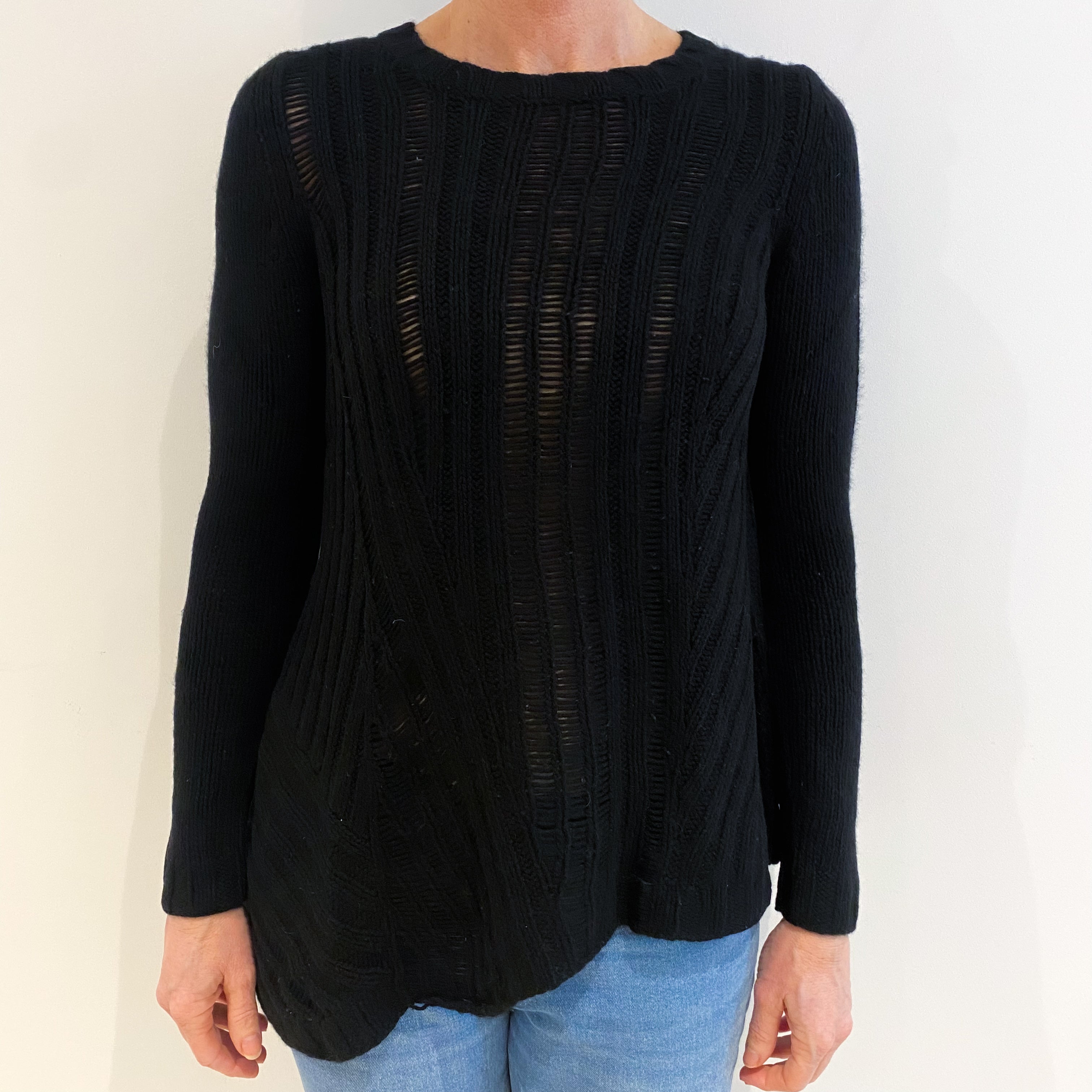 Black Cashmere Crew Neck Jumper Small