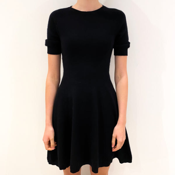 Black Cashmere Short Sleeve Floaty Dress Extra Small