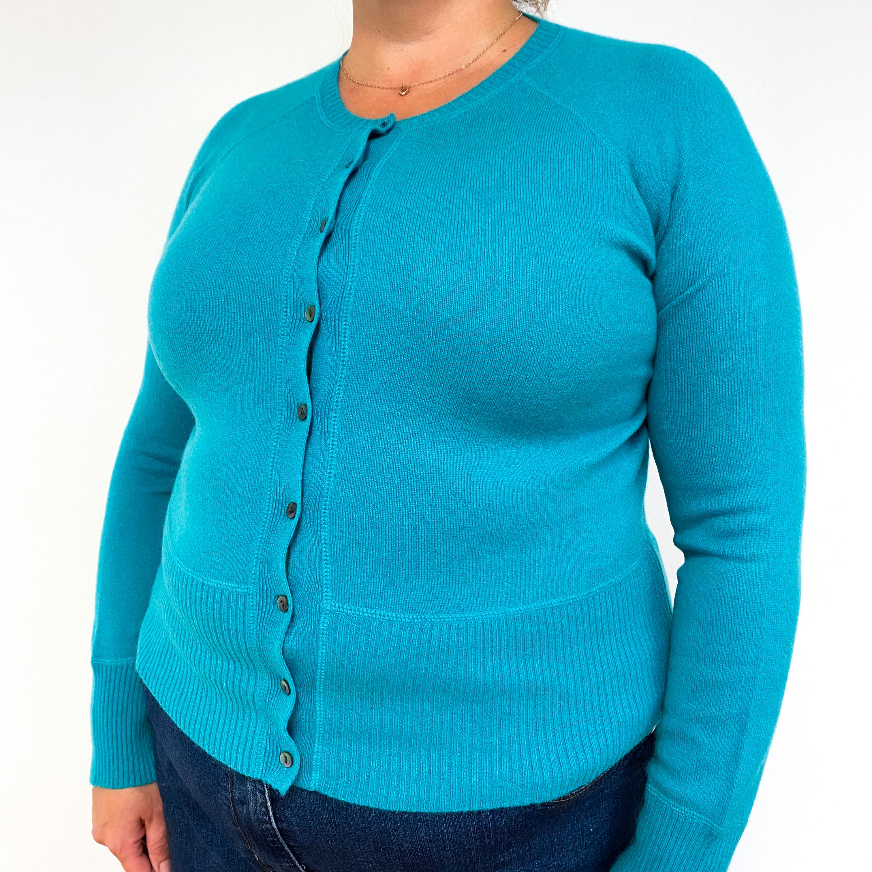Emerald Green Cashmere Crew Neck Cardigan Extra Large