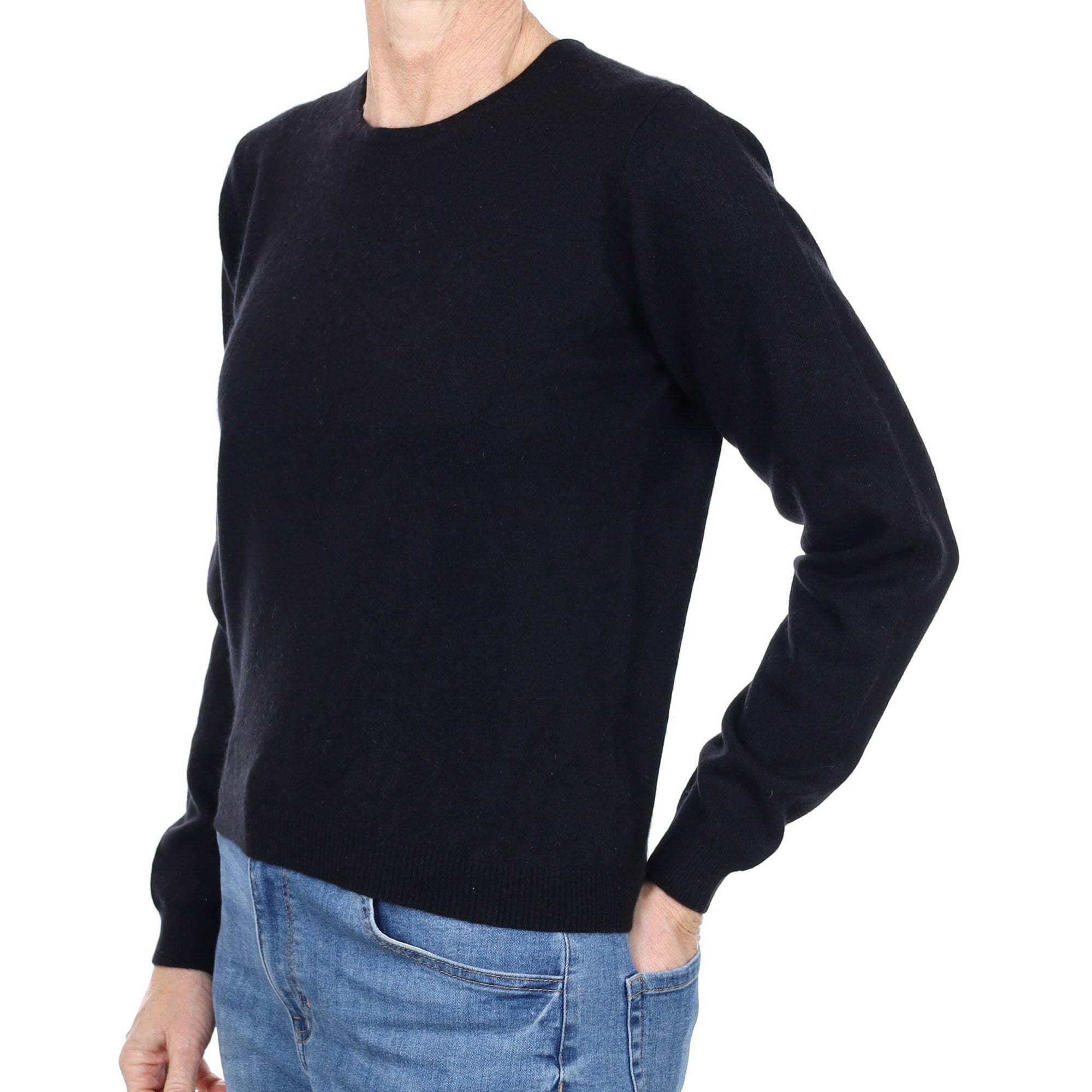Black Cashmere Crew Neck Jumper Small