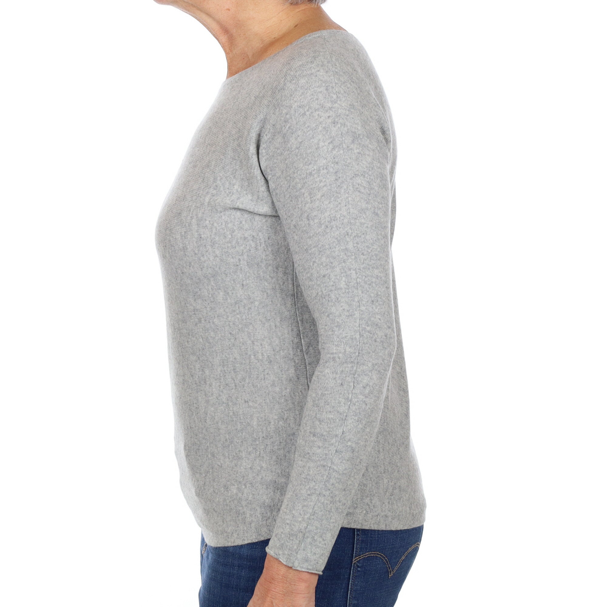 Smoke Grey Cashmere Boat Neck Jumper Medium