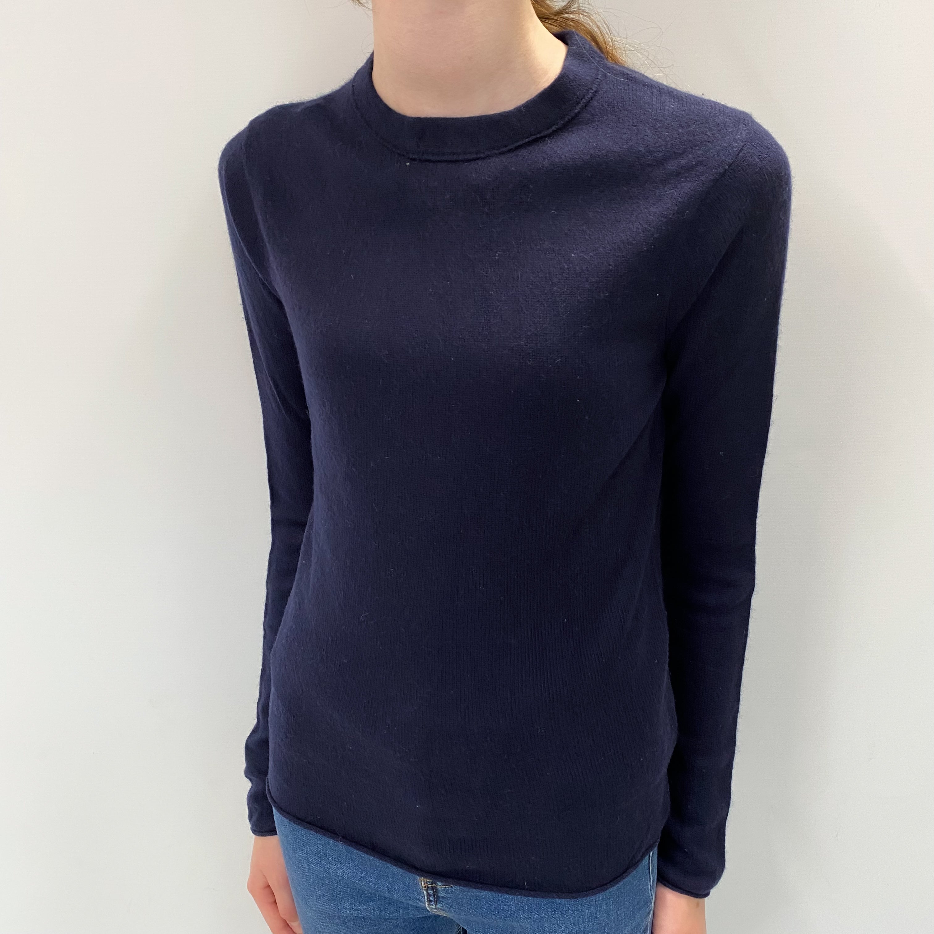 Navy Blue Cashmere Crew Neck Jumper Extra Small