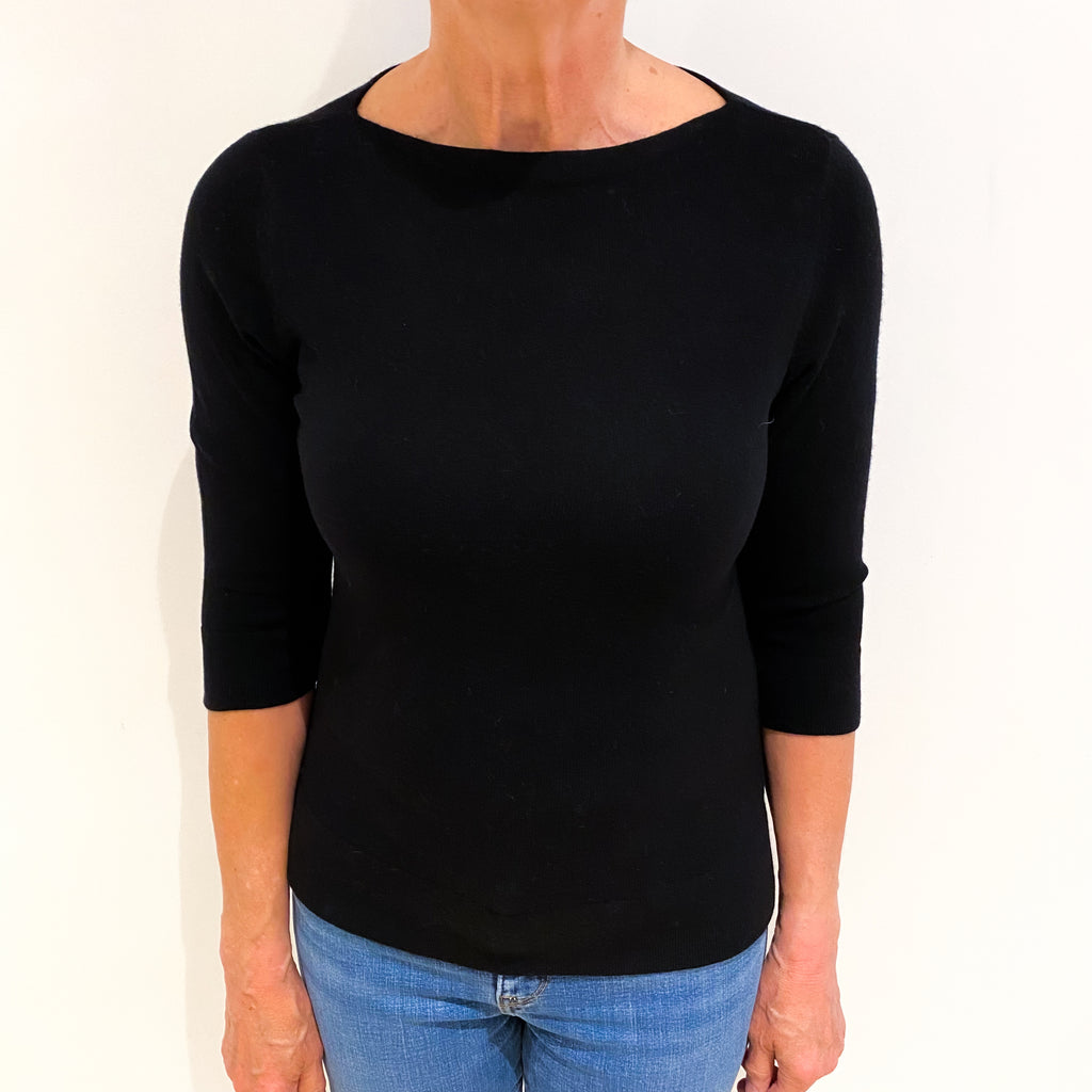 Black Cashmere Boat Neck Jumper Medium