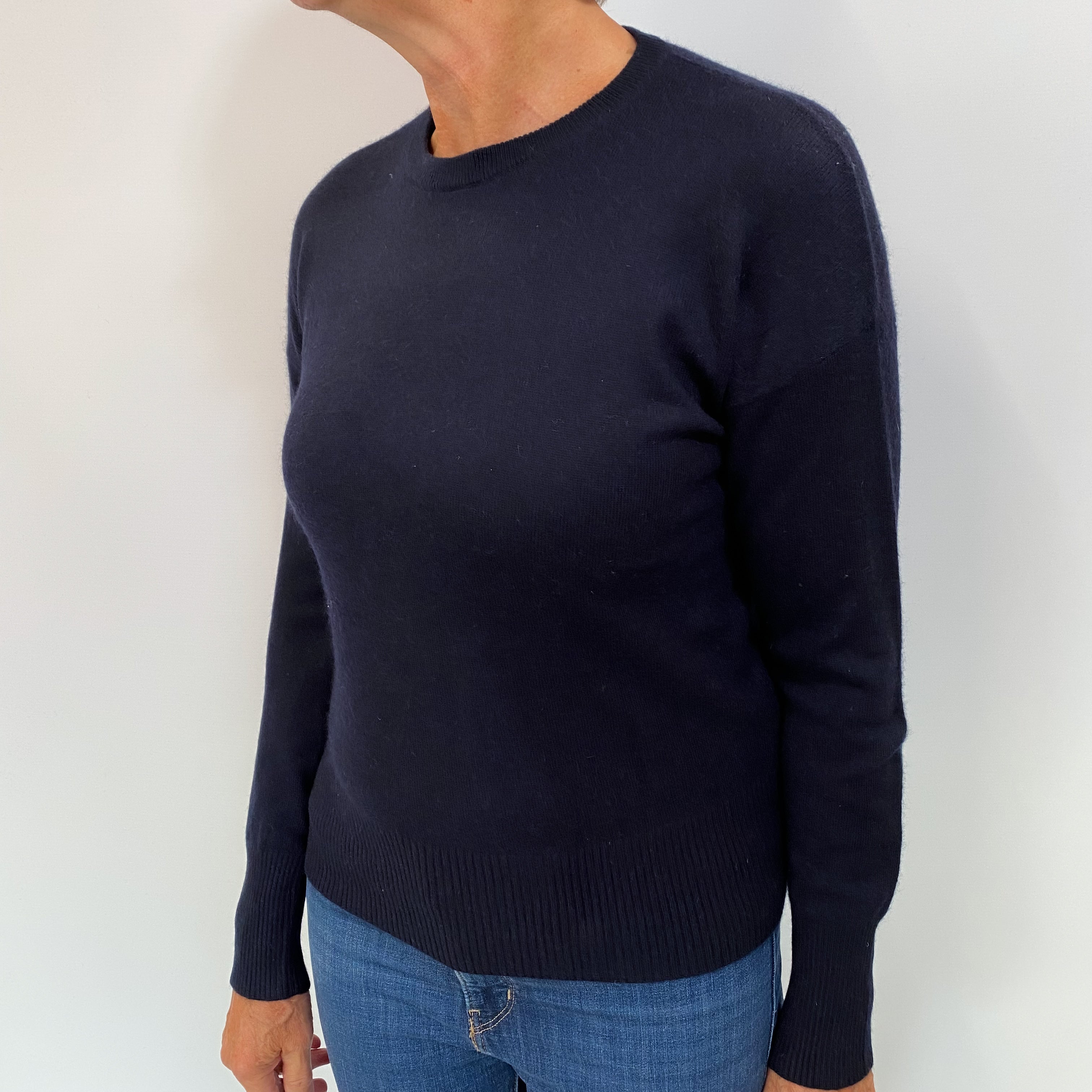 Navy Blue Cashmere Crew Neck Jumper Medium