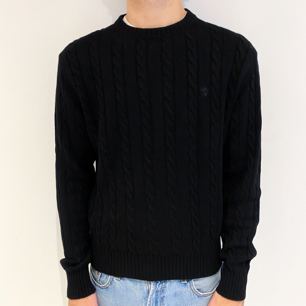 Men's The Scotch House Black Cashmere Crew Neck Jumper Large
